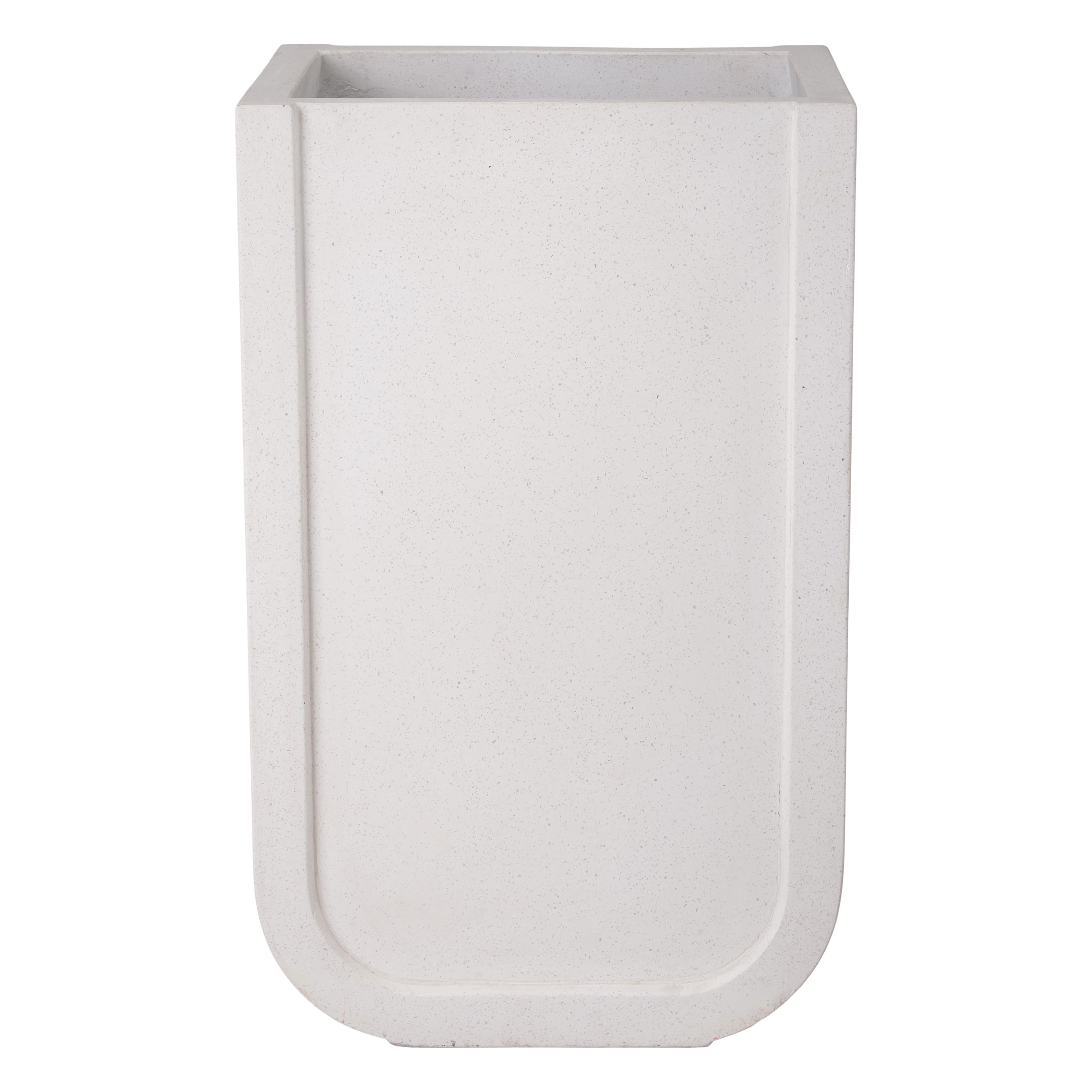 Uri 32 in. Square White Terrazzo Planter