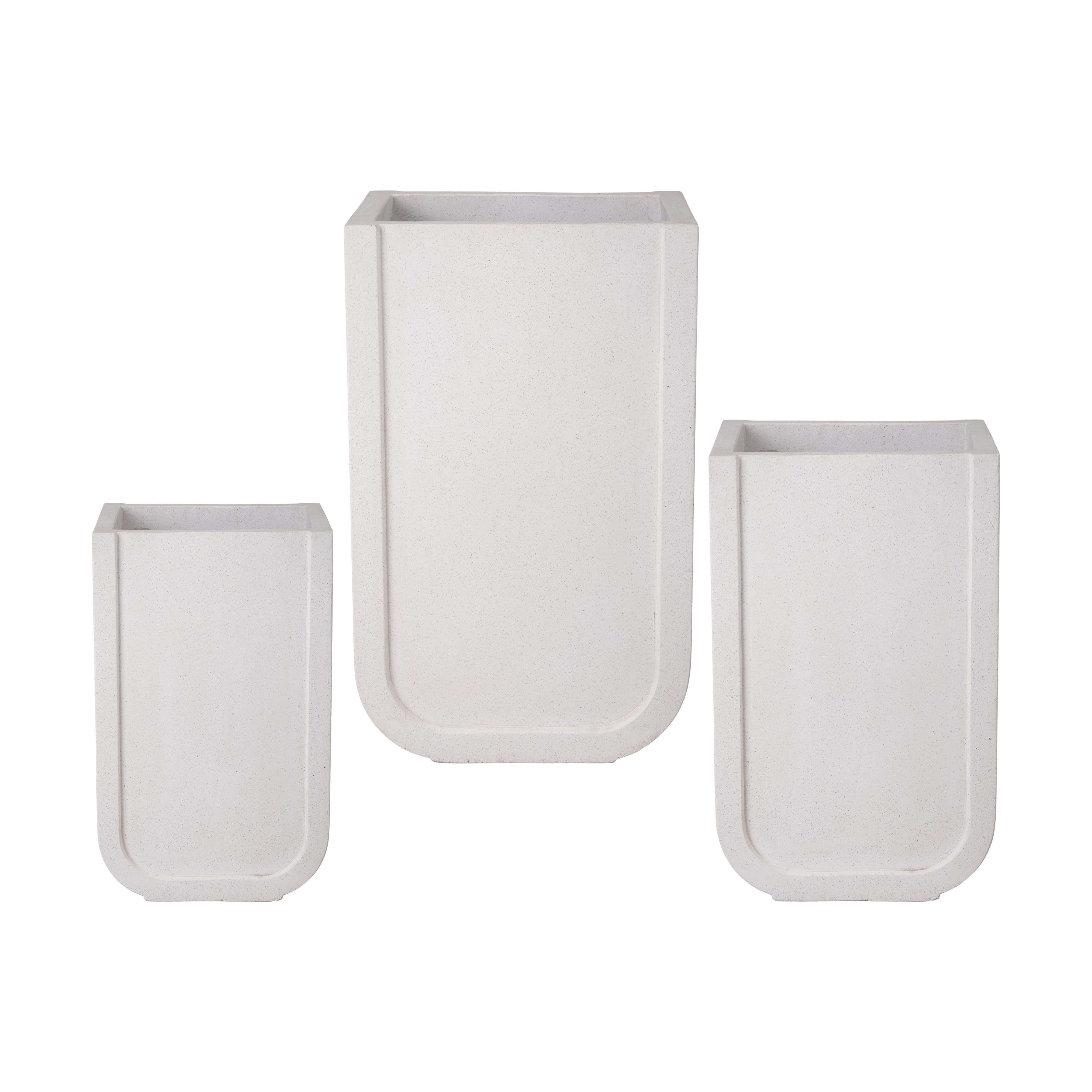 Uri Set of 3 Square White Terrazzo Planters