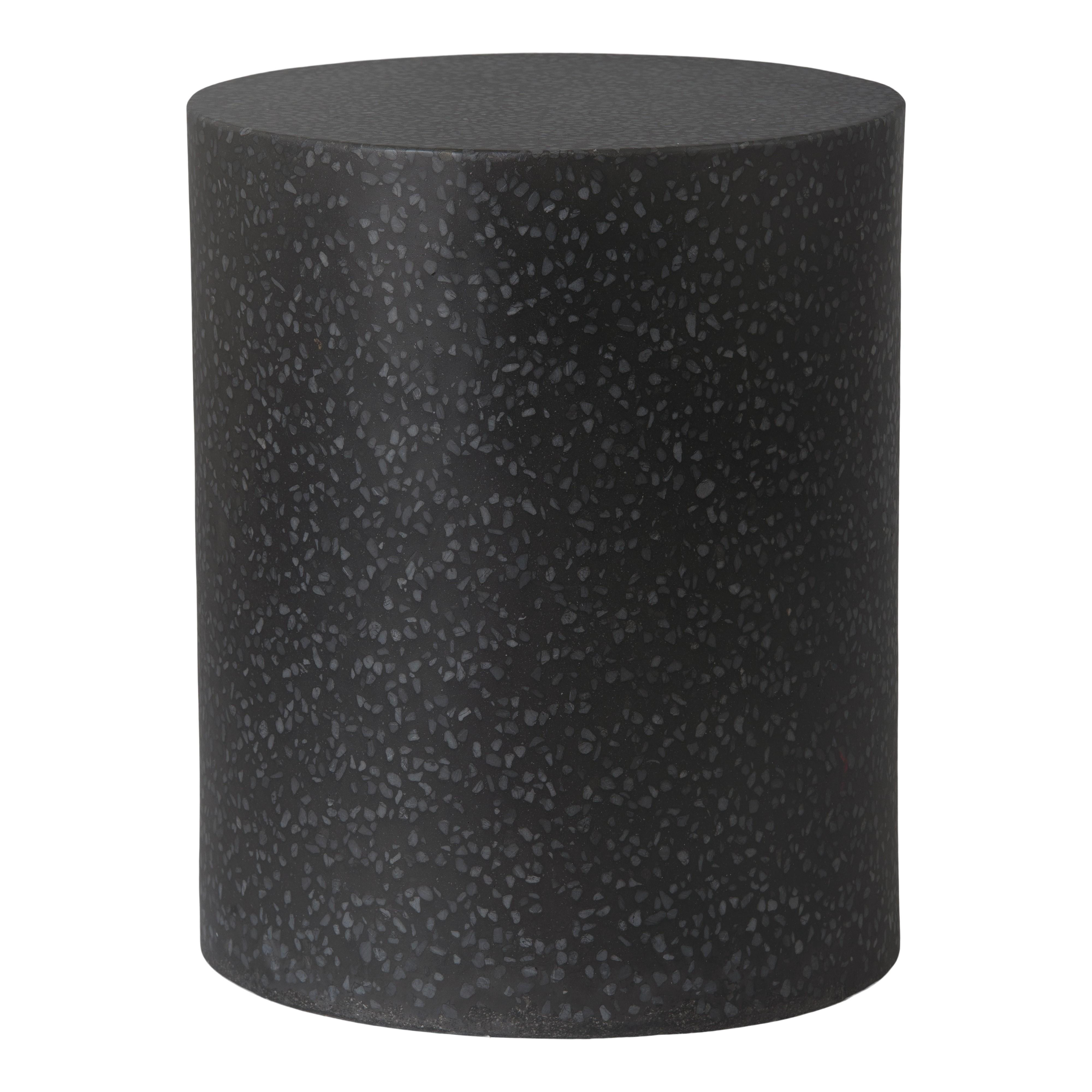 Cylinder 18 in. Black Terrazzo Garden Stool