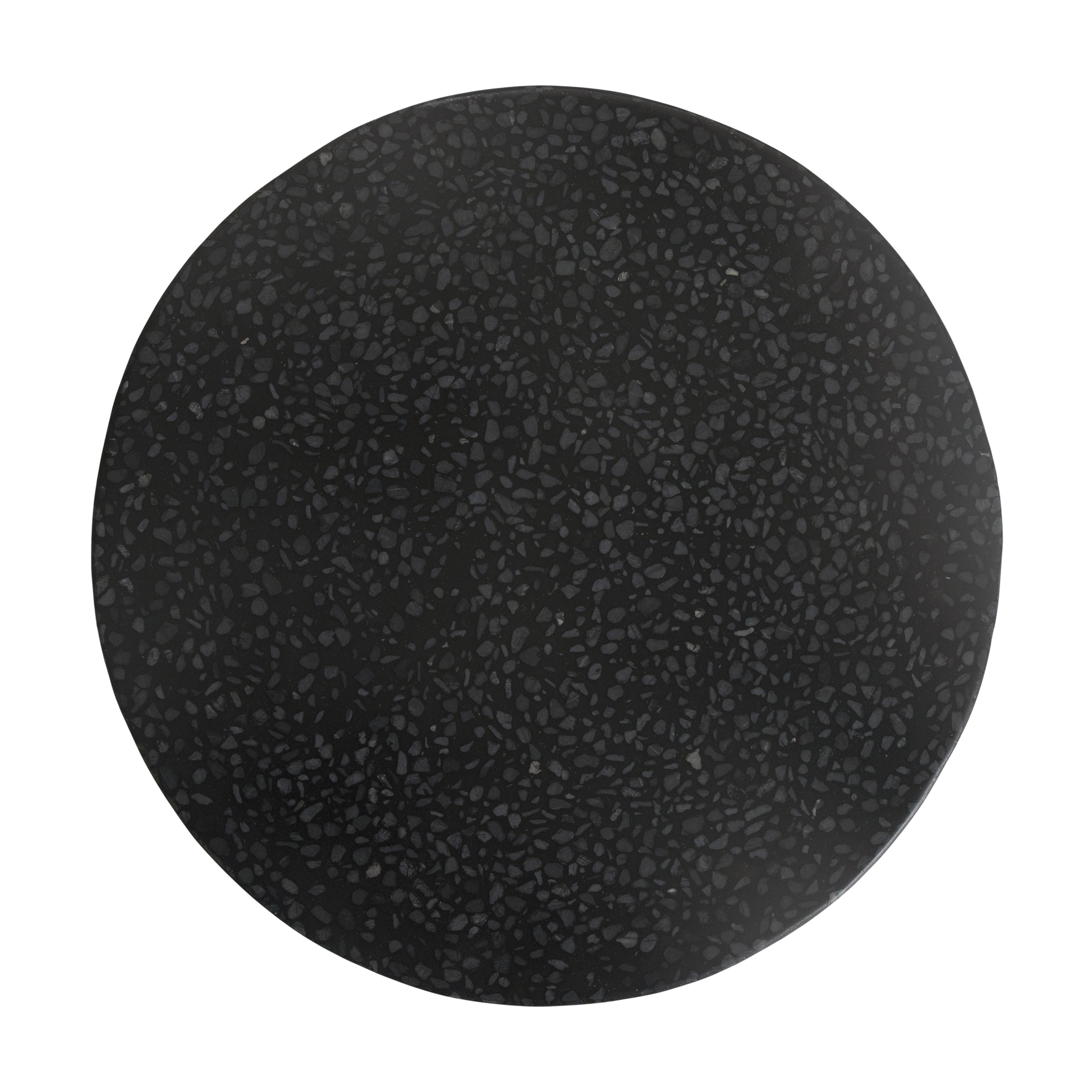 Cylinder 18 in. Black Terrazzo Garden Stool