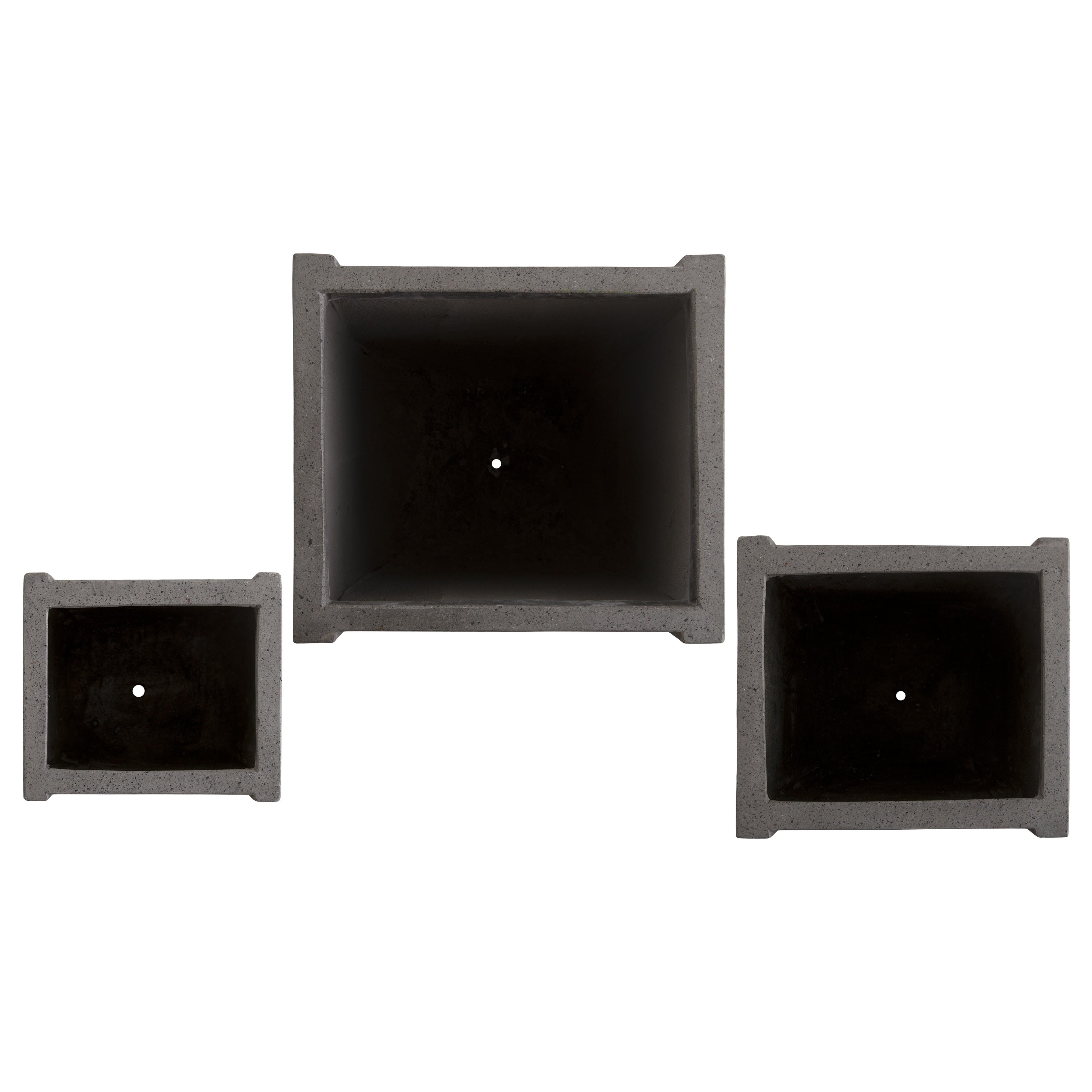 Uri Set of 3 Square Gray Terrazzo Planters