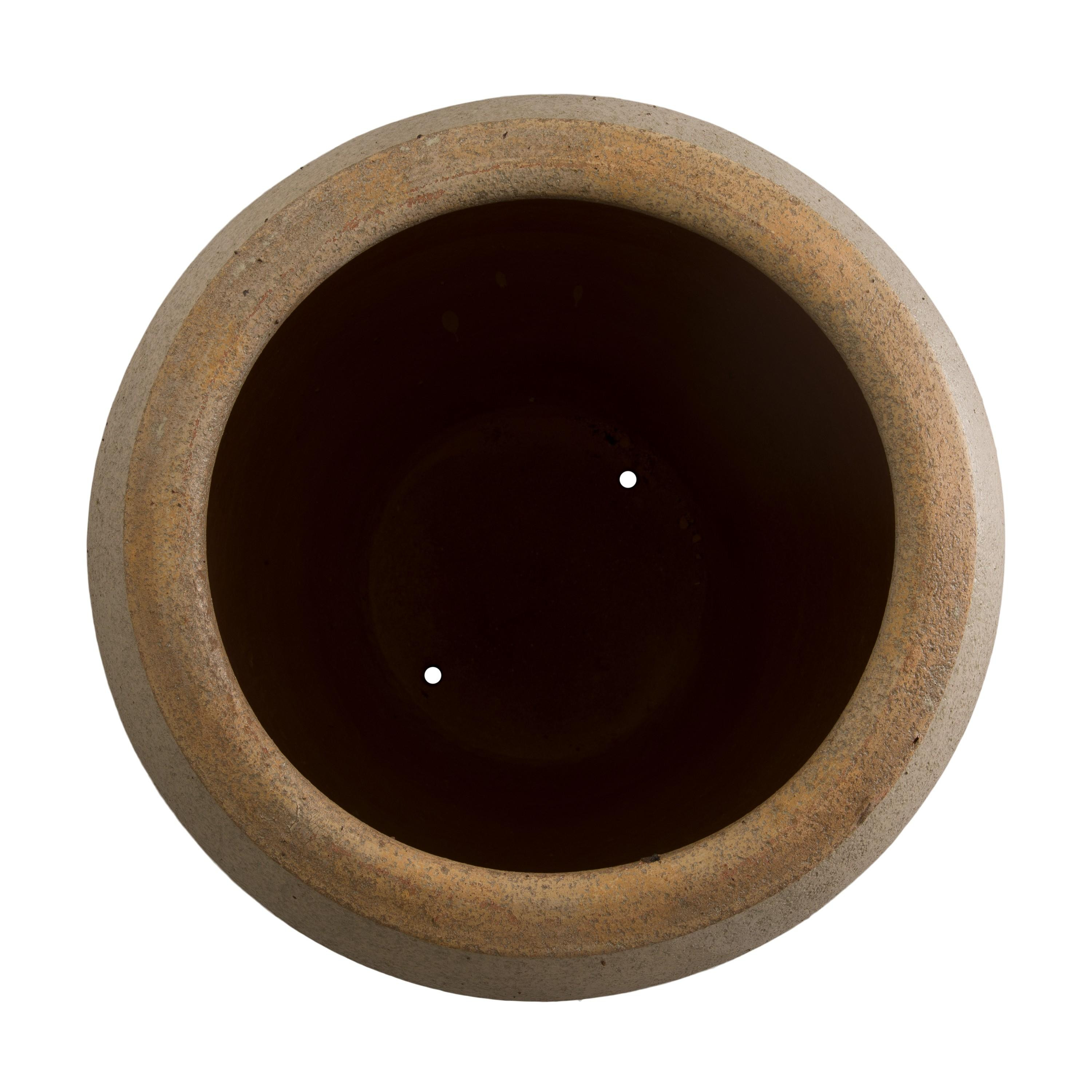 38 in. Round Distressed White Ceramic Jar