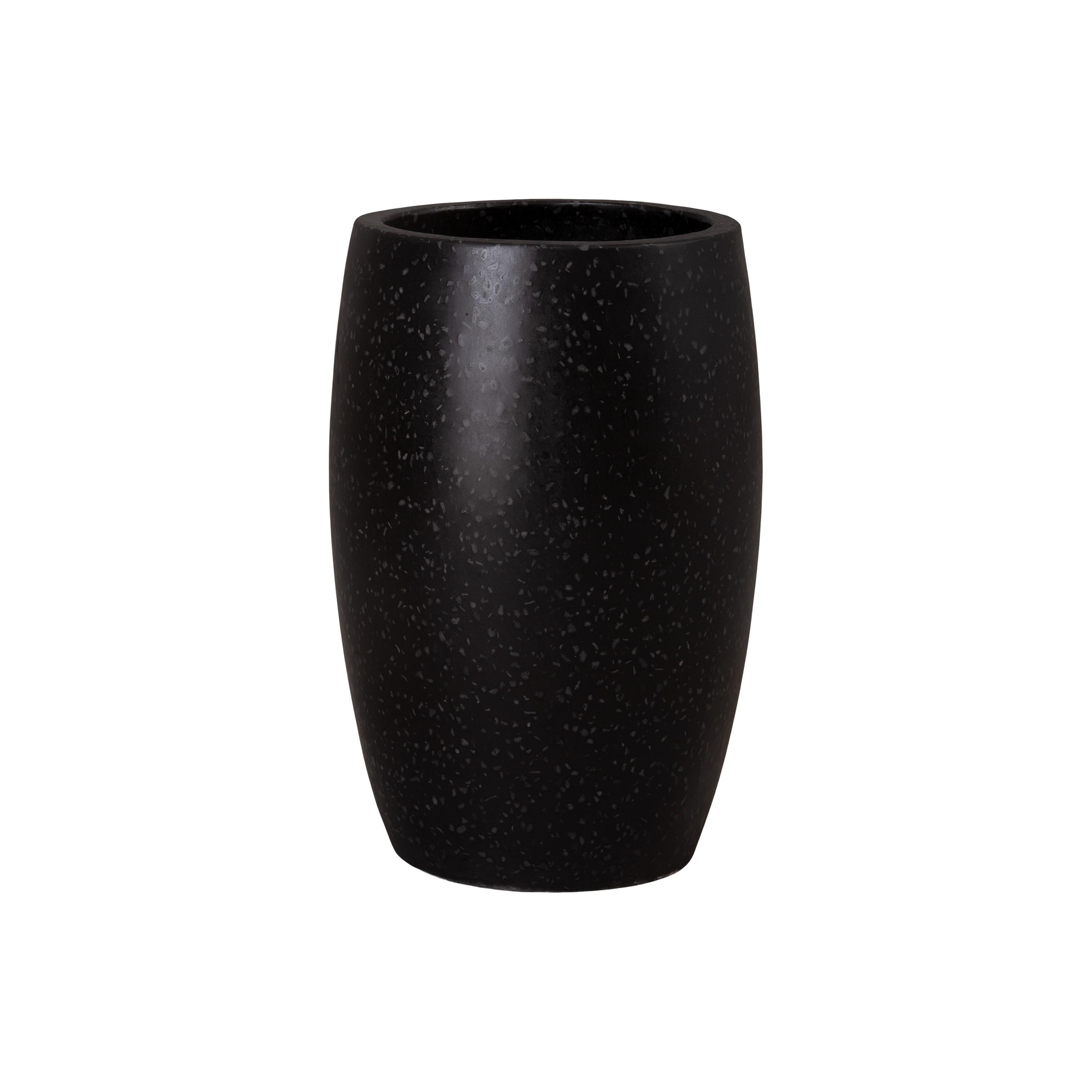 17 in. Round Black Terrazzo Planter
