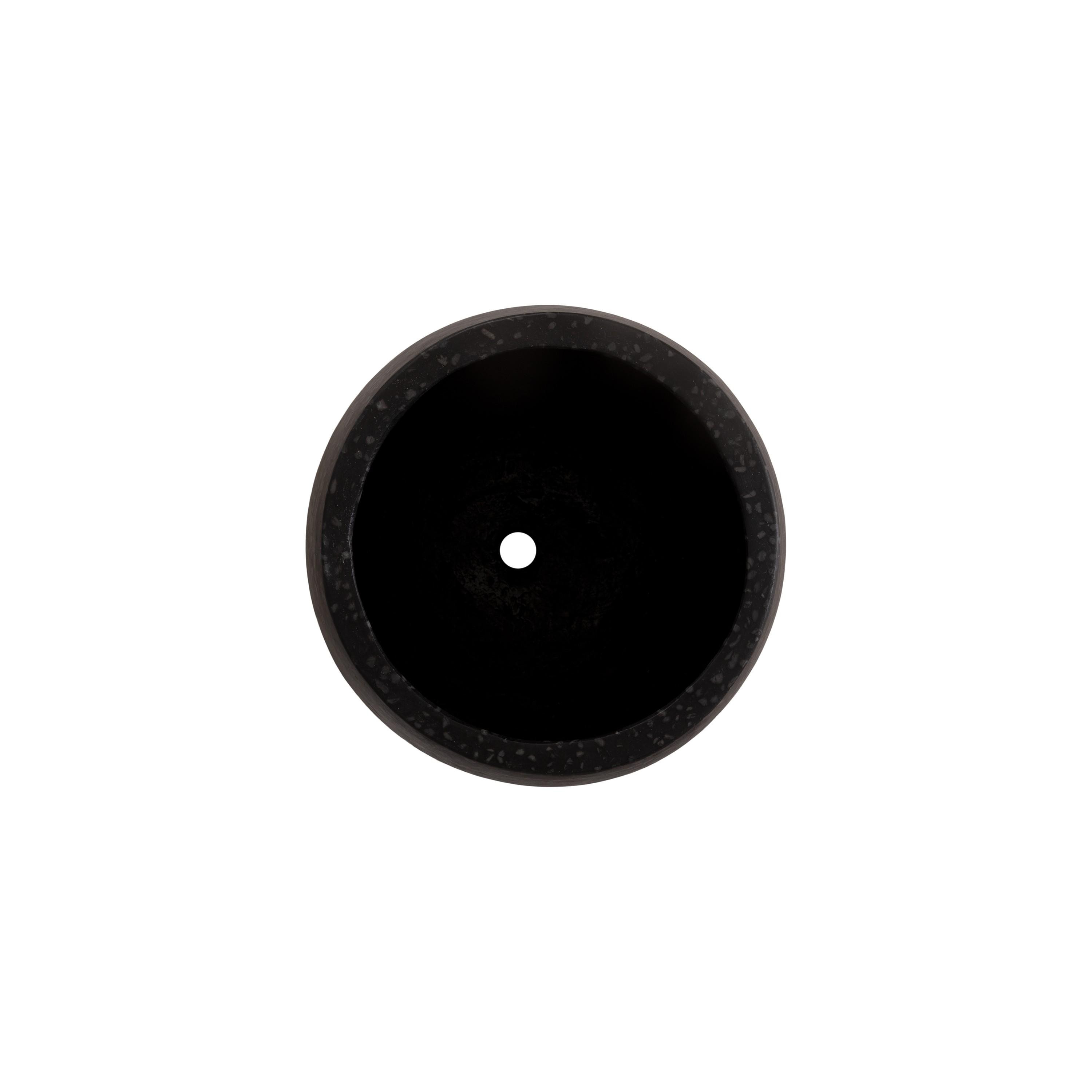 17 in. Round Black Terrazzo Planter