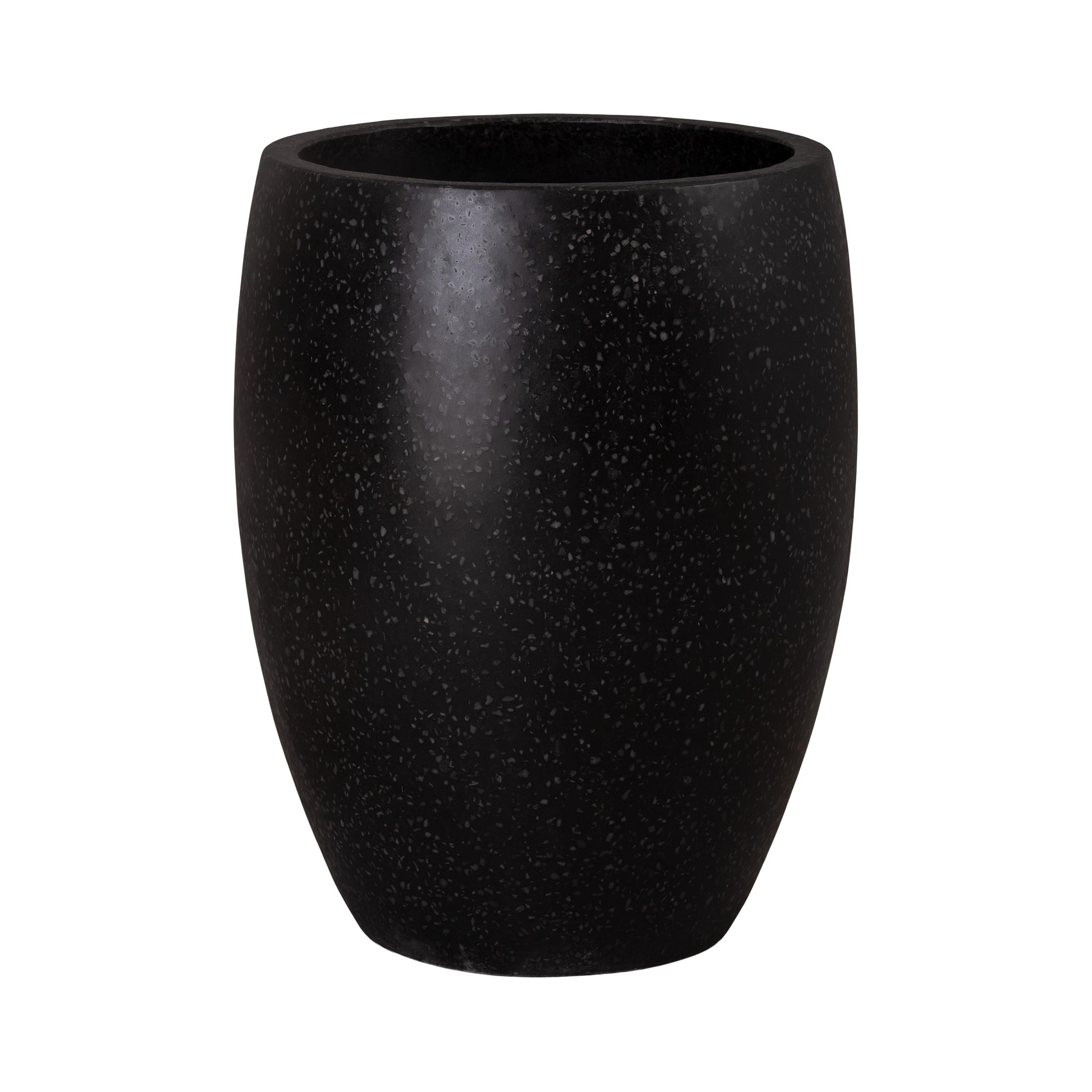 21 in. Round Black Terrazzo Planter