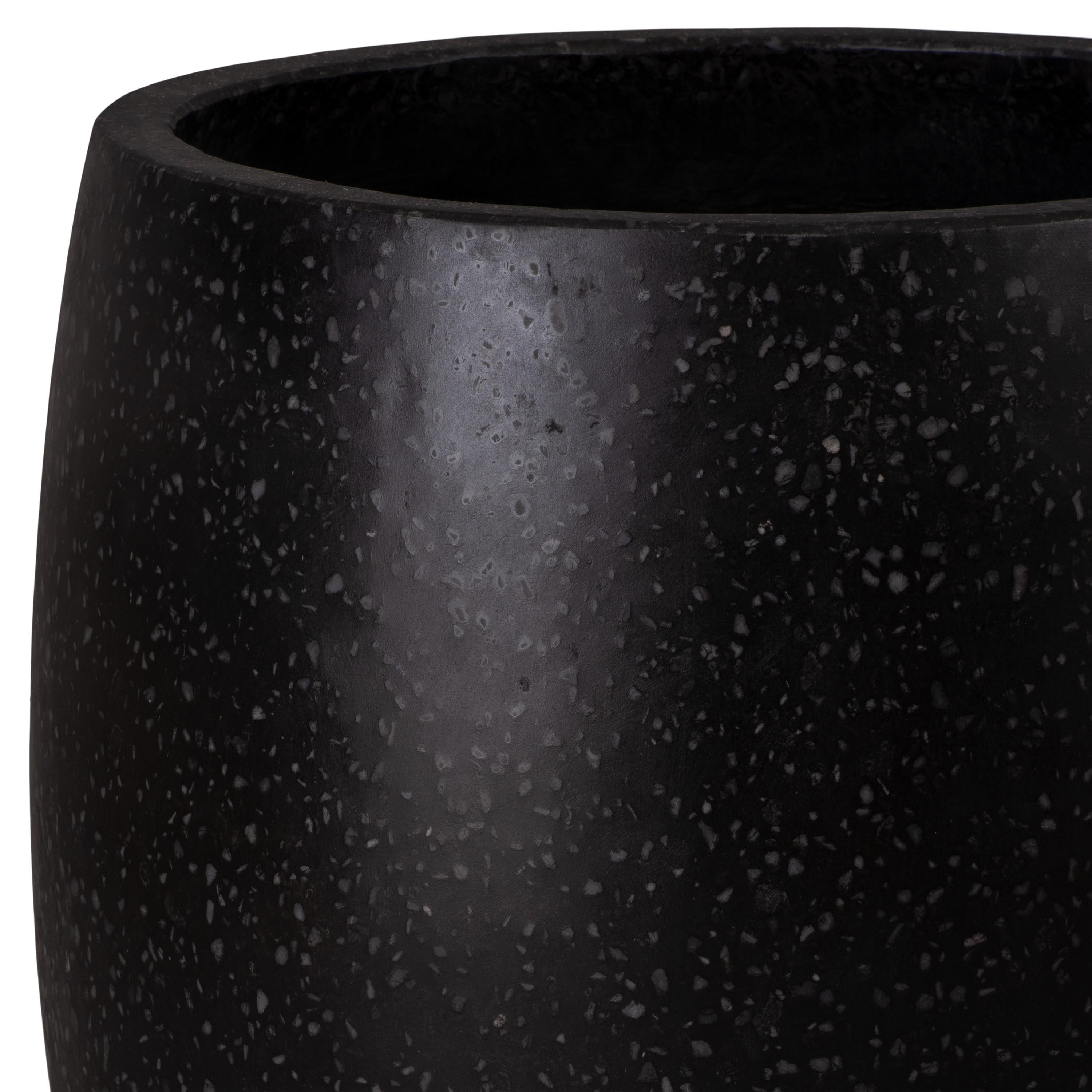 21 in. Round Black Terrazzo Planter