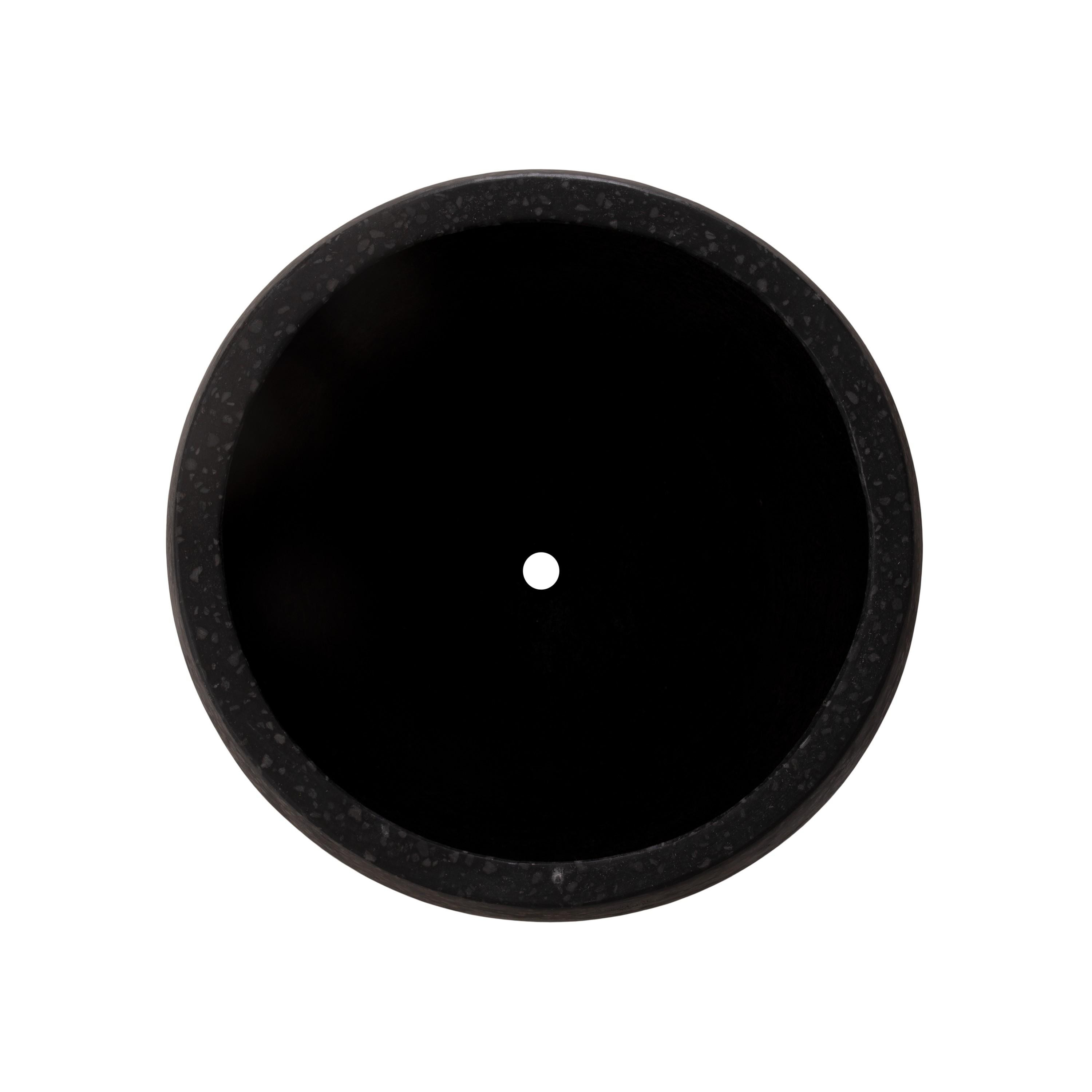 21 in. Round Black Terrazzo Planter
