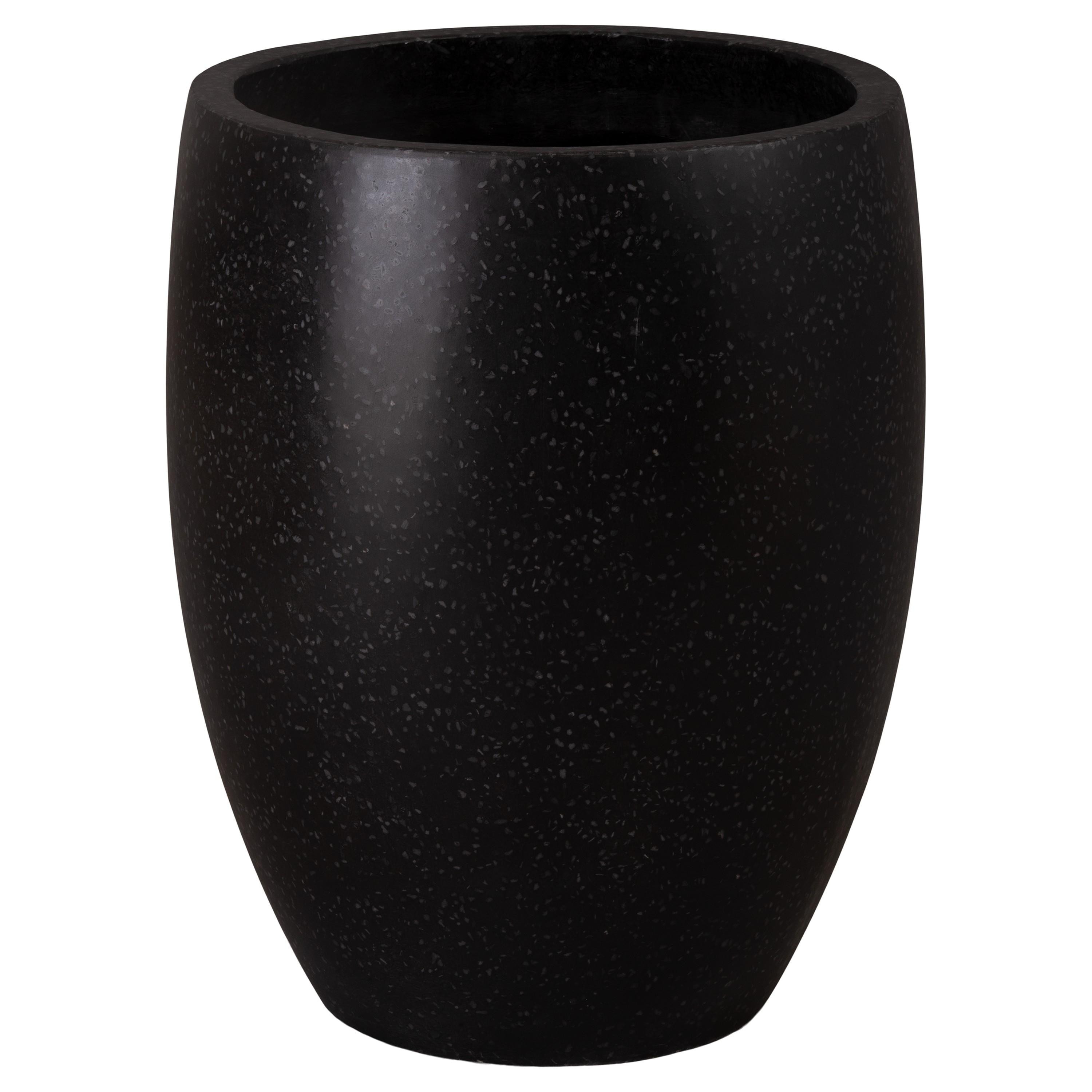 27 in. Round Black Terrazzo Planter