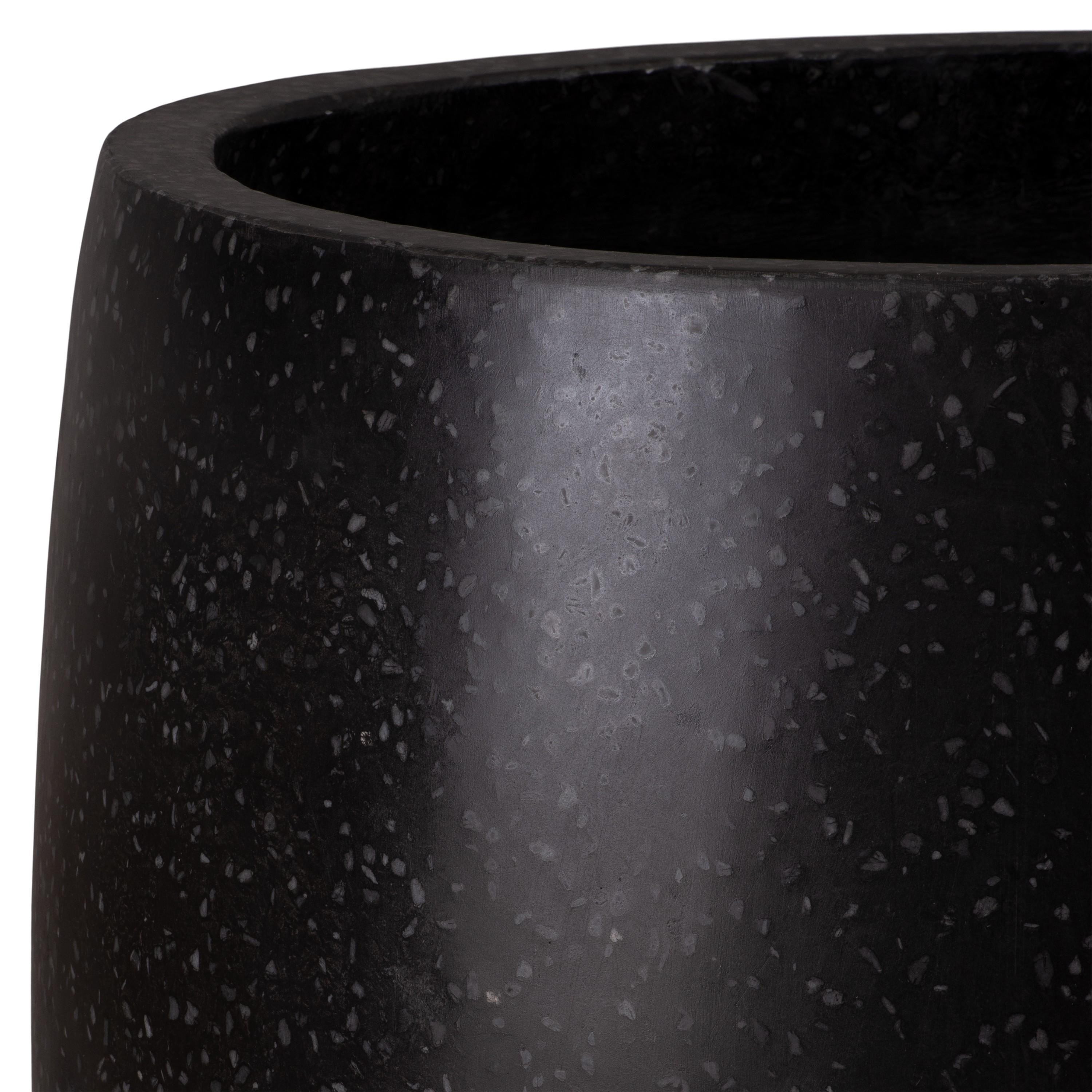 27 in. Round Black Terrazzo Planter