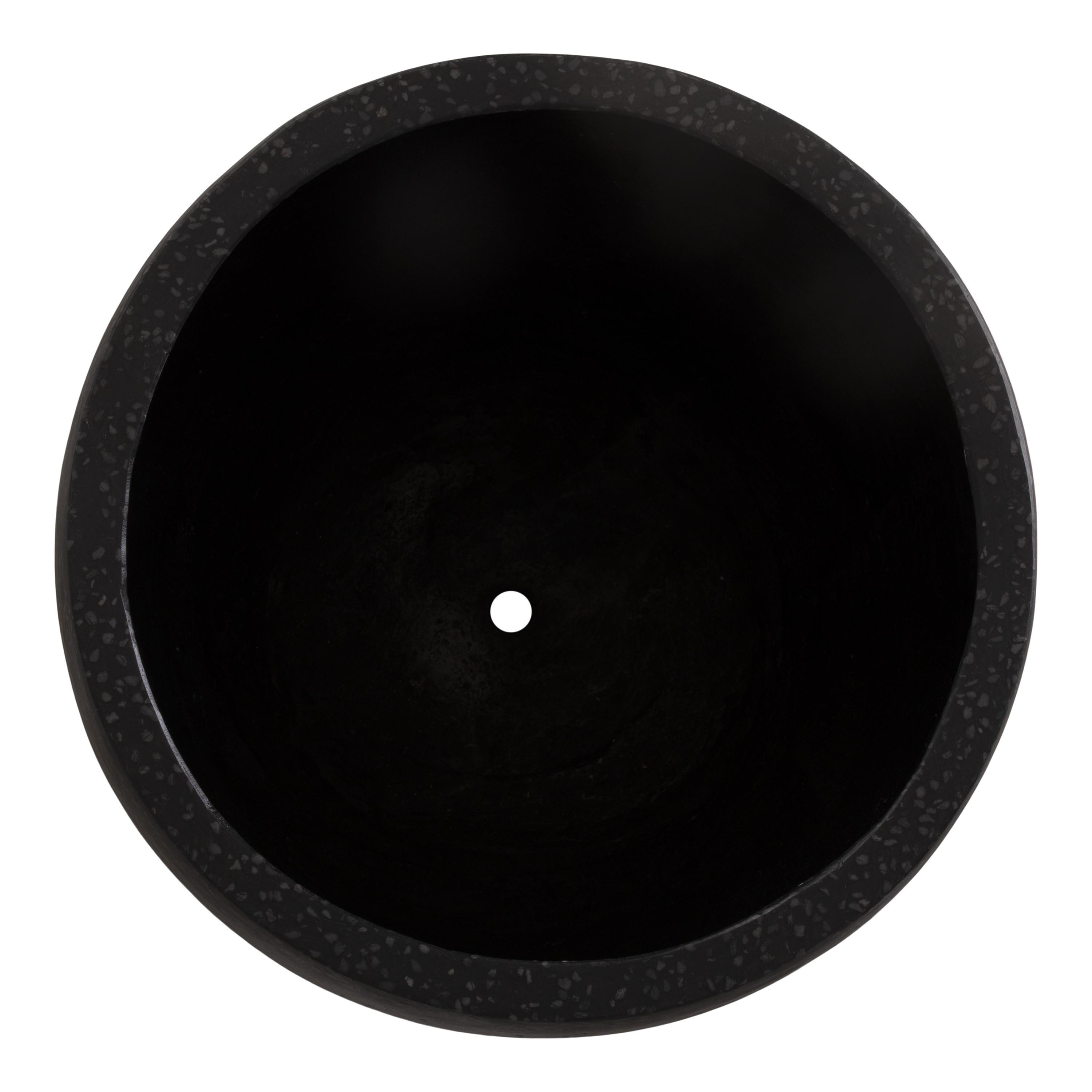 27 in. Round Black Terrazzo Planter