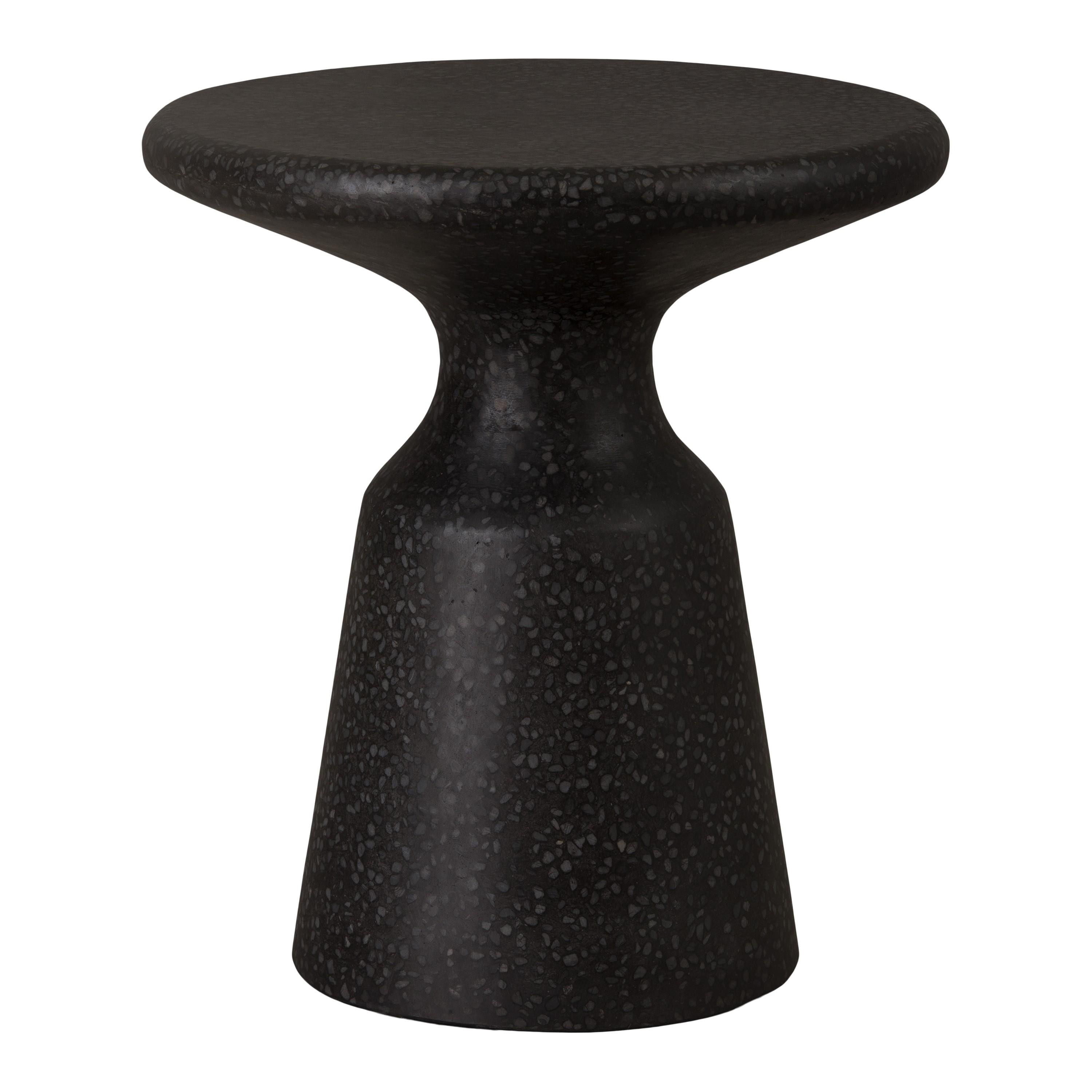 Thin Mushroom 20 in. Black Terrazzo Garden Stool