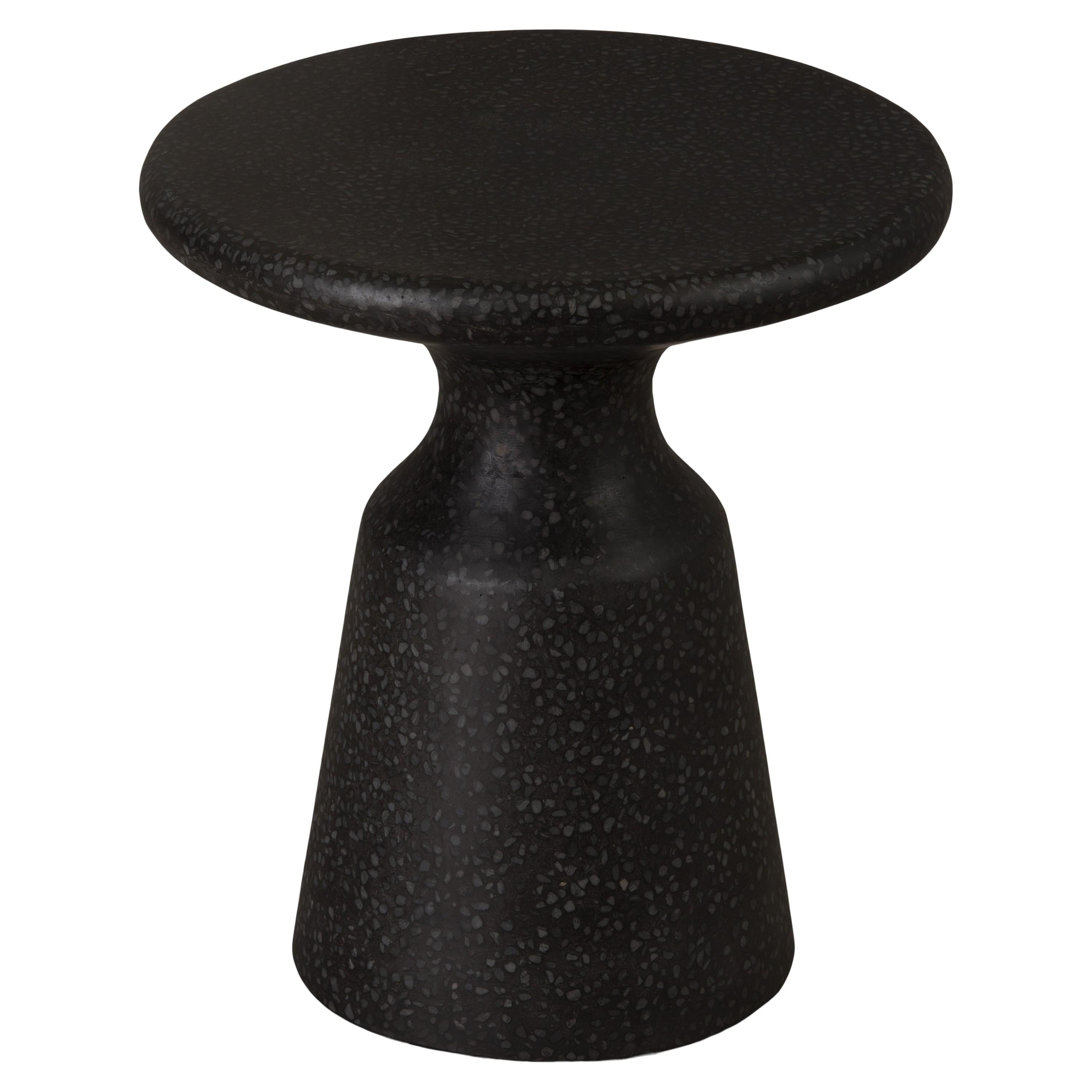Thin Mushroom 20 in. Black Terrazzo Garden Stool