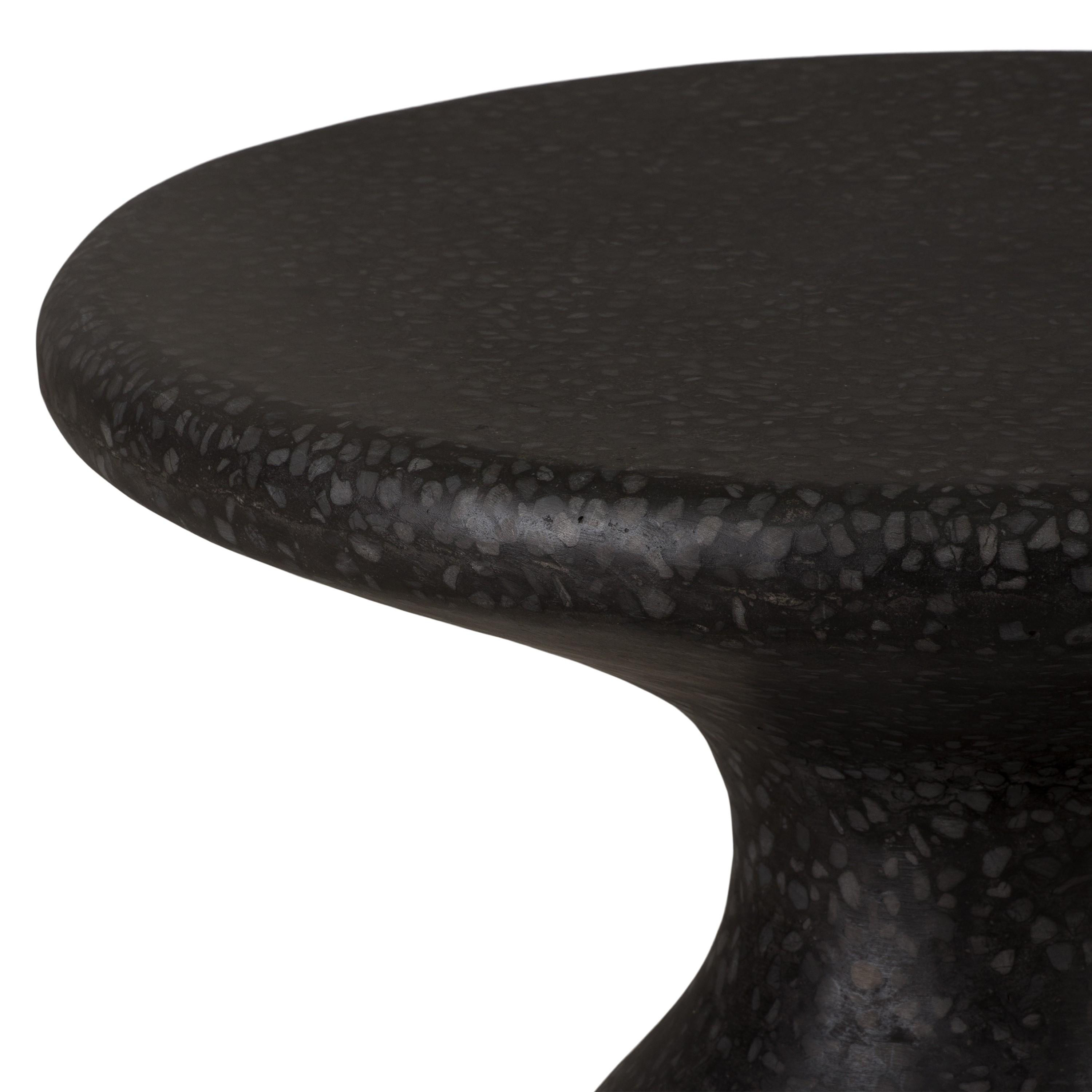Thin Mushroom 20 in. Black Terrazzo Garden Stool