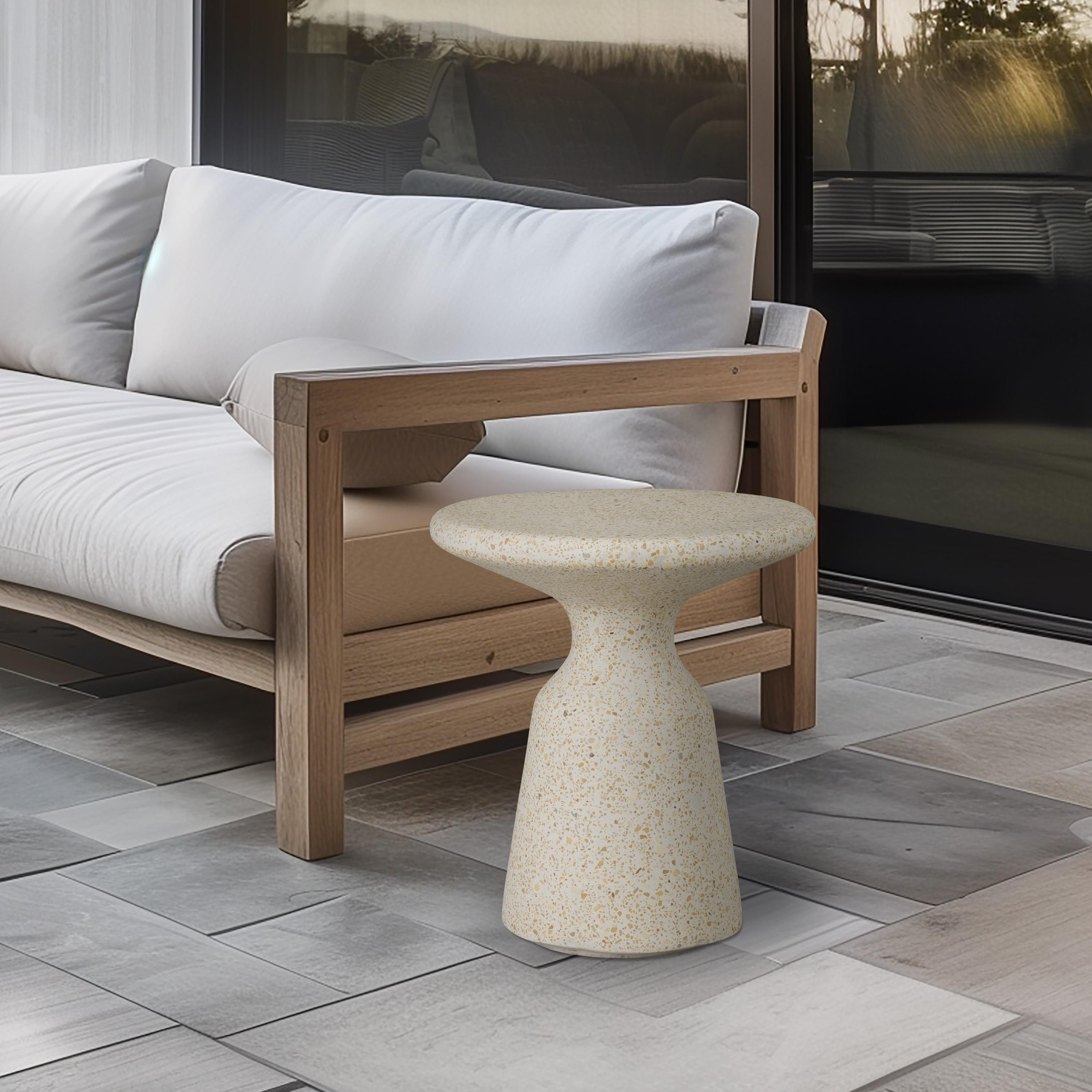 Thin Mushroom 20 in. Yellow Terrazzo Garden Stool