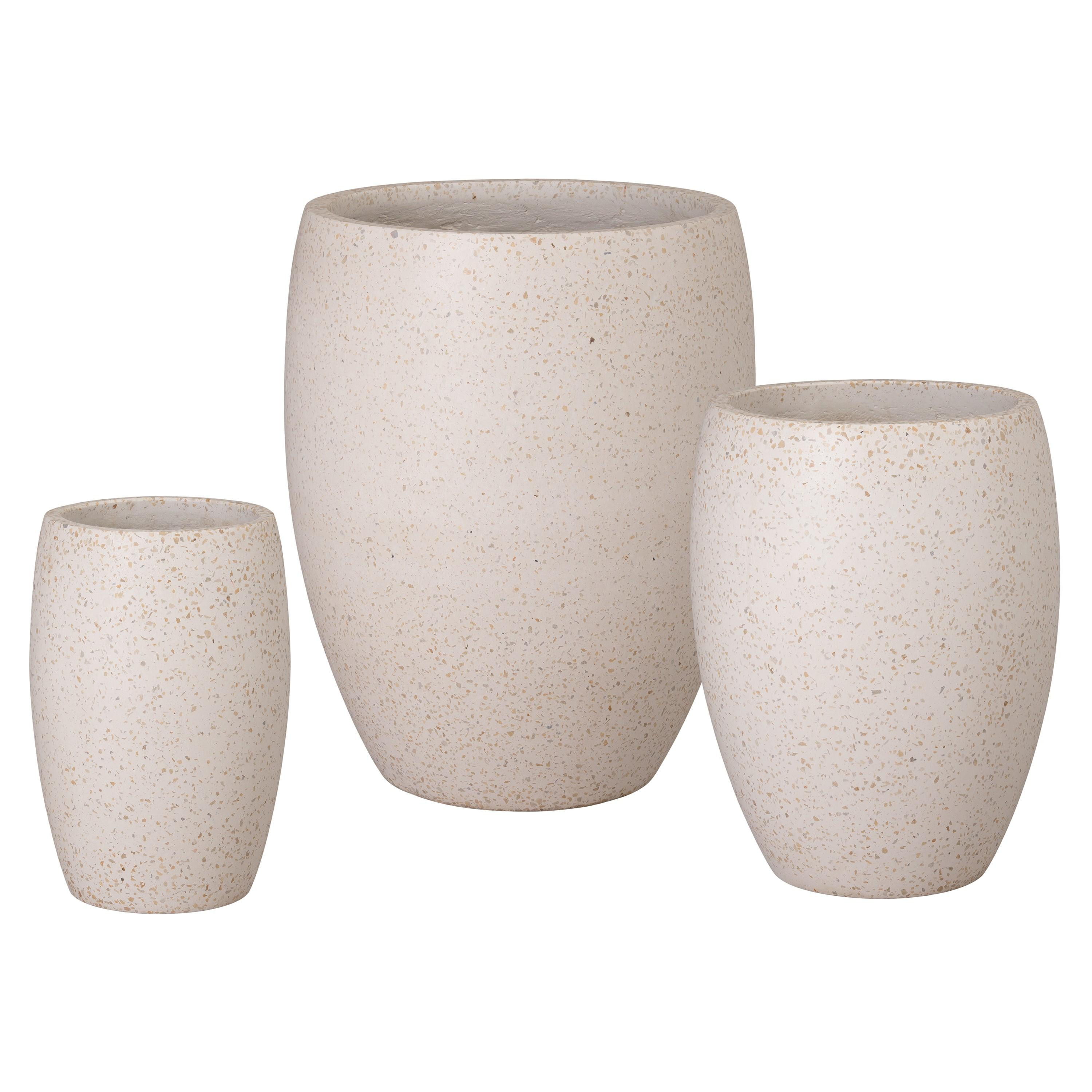 Set of 3 Round Yellow Terrazzo Planters