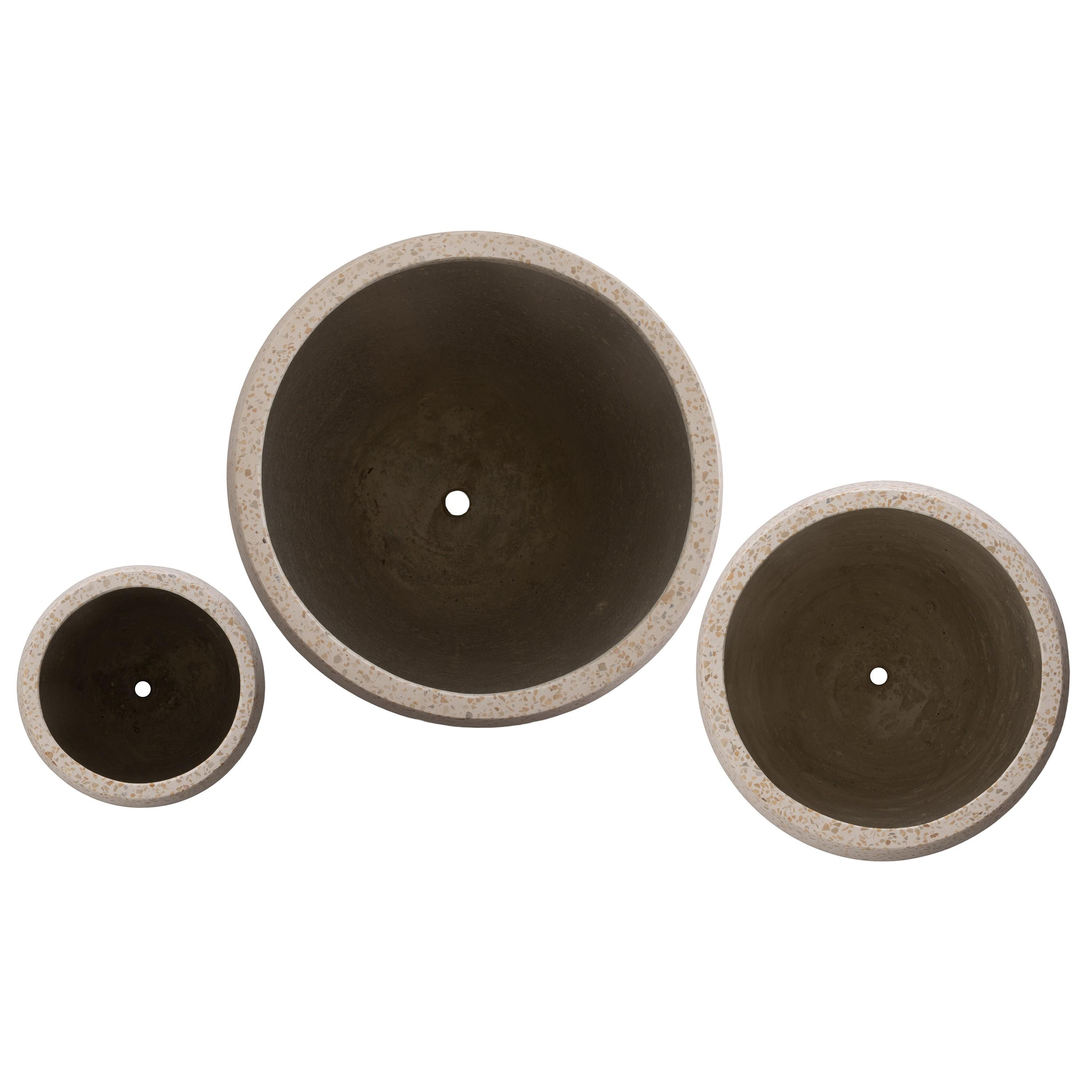 Set of 3 Round Yellow Terrazzo Planters