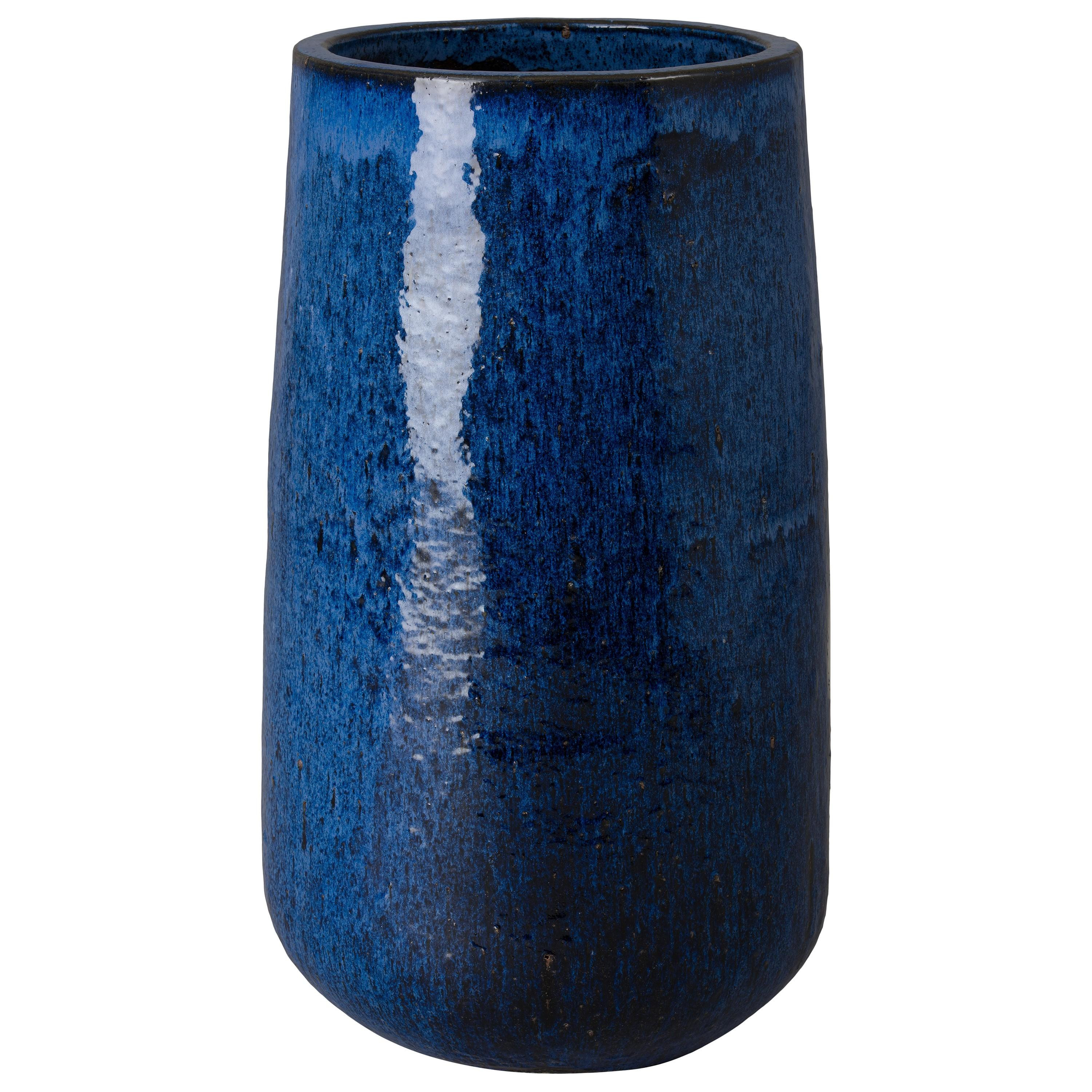 33 in. Round Blue Ceramic Planter
