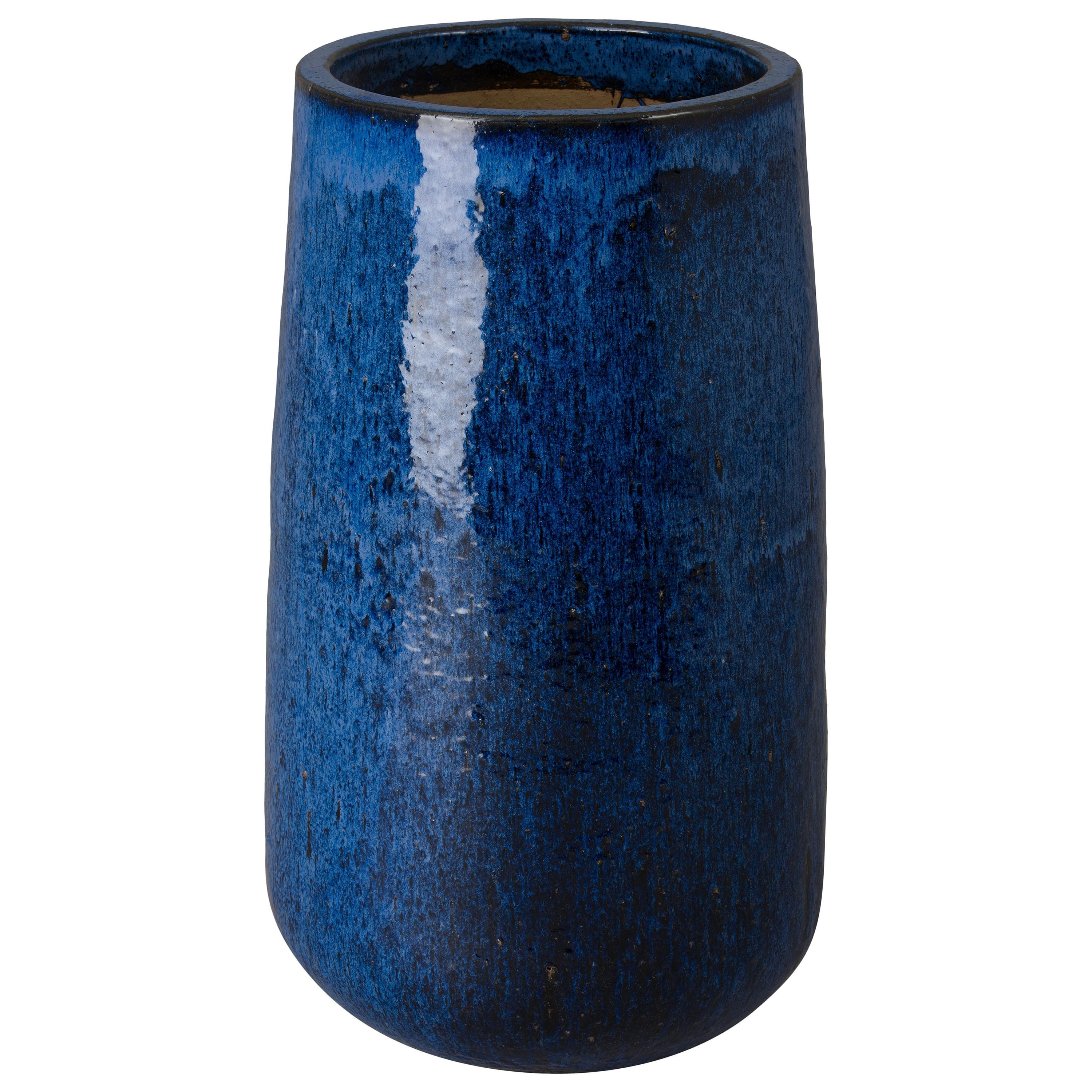 33 in. Round Blue Ceramic Planter