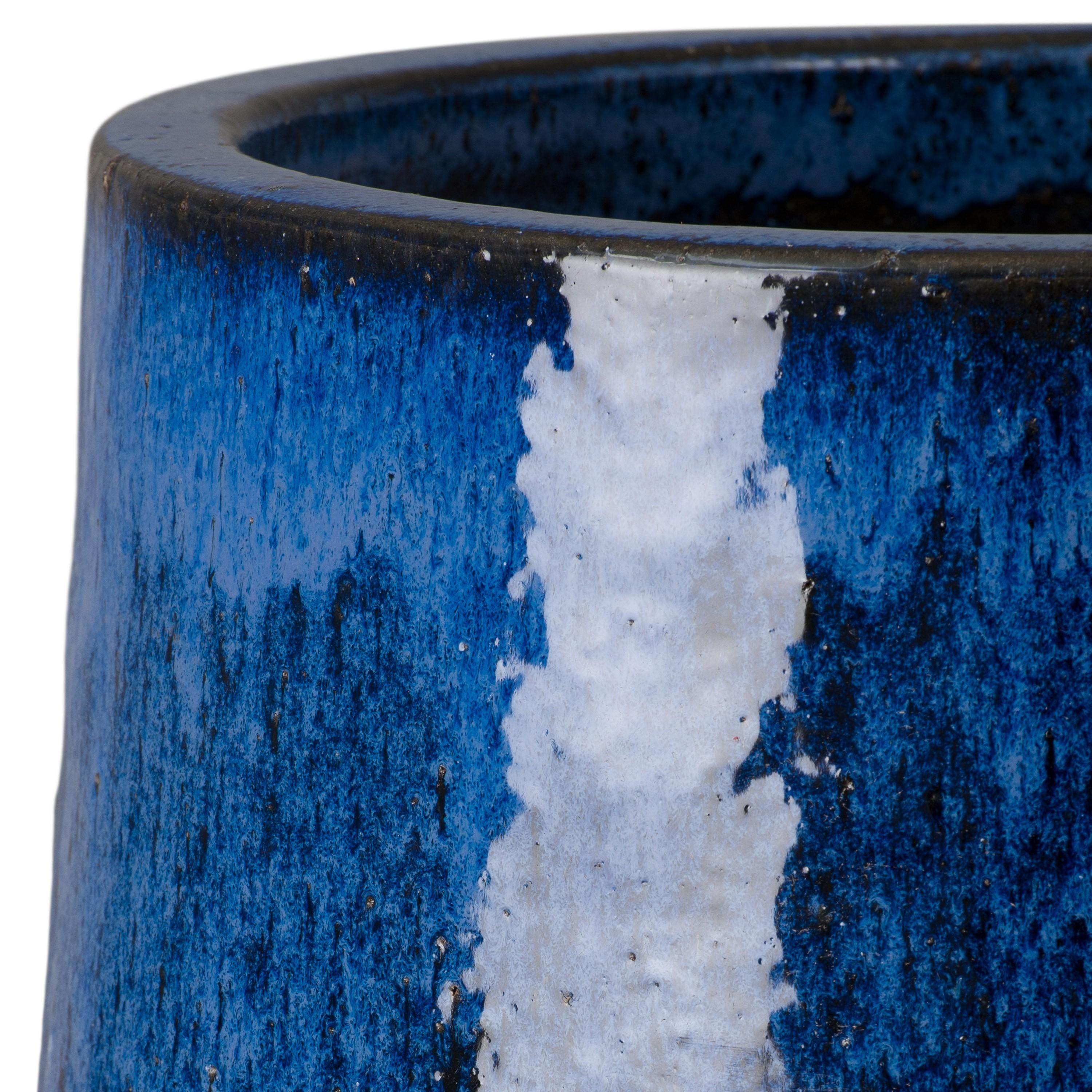 33 in. Round Blue Ceramic Planter