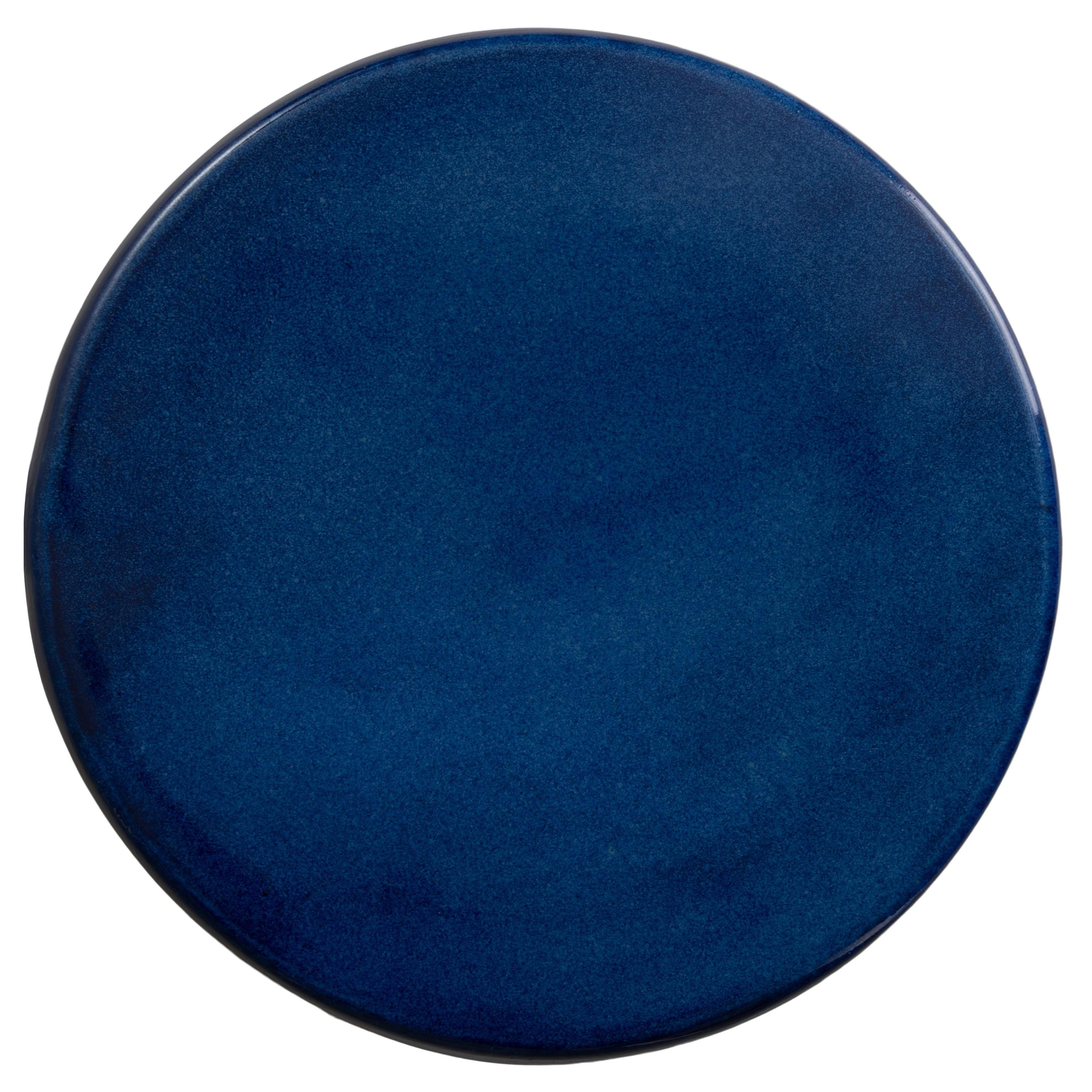18 in. Two-Tone Blue Garden Stool