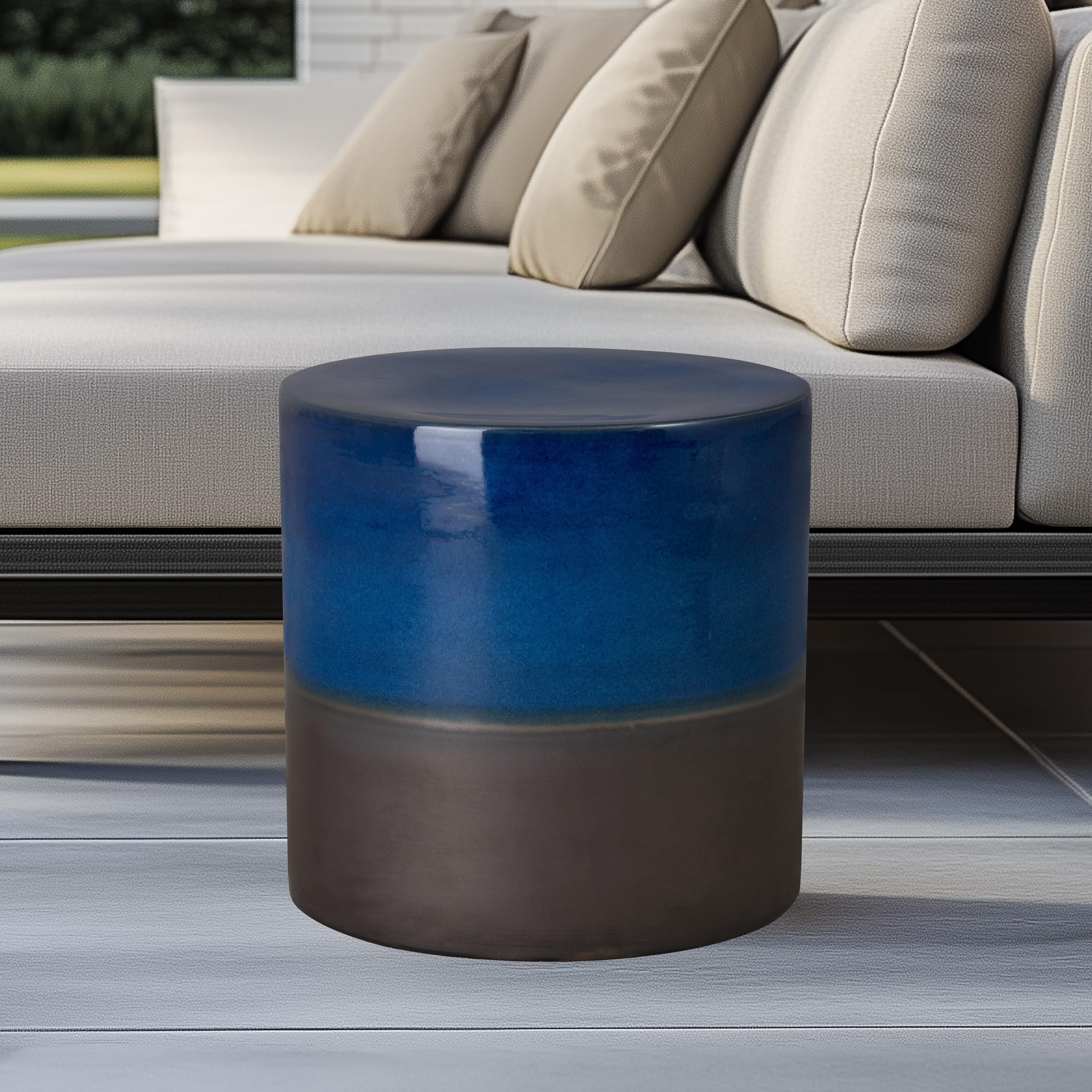 18 in. Two-Tone Blue Garden Stool