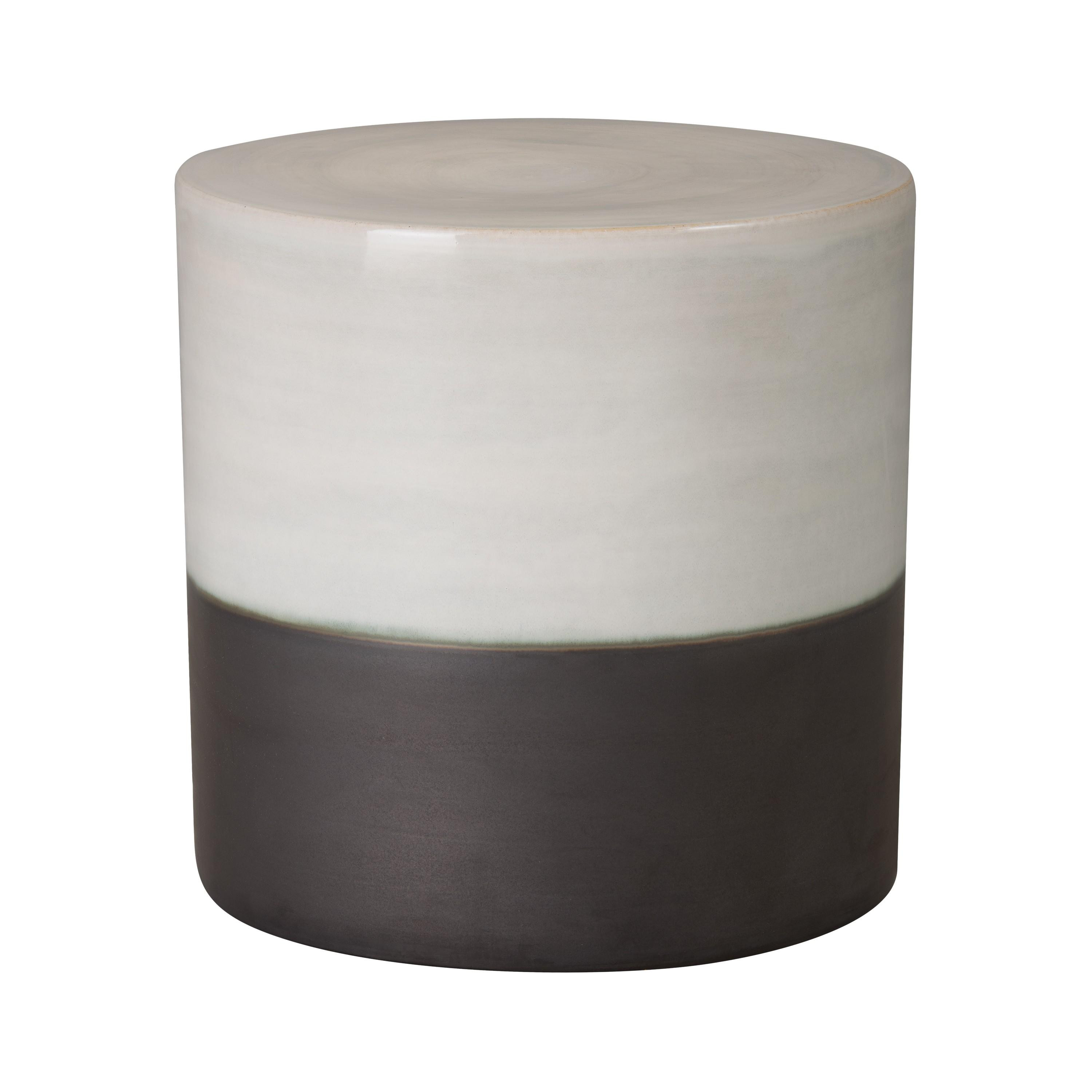 18 in. Two-Tone Distressed White Garden Stool