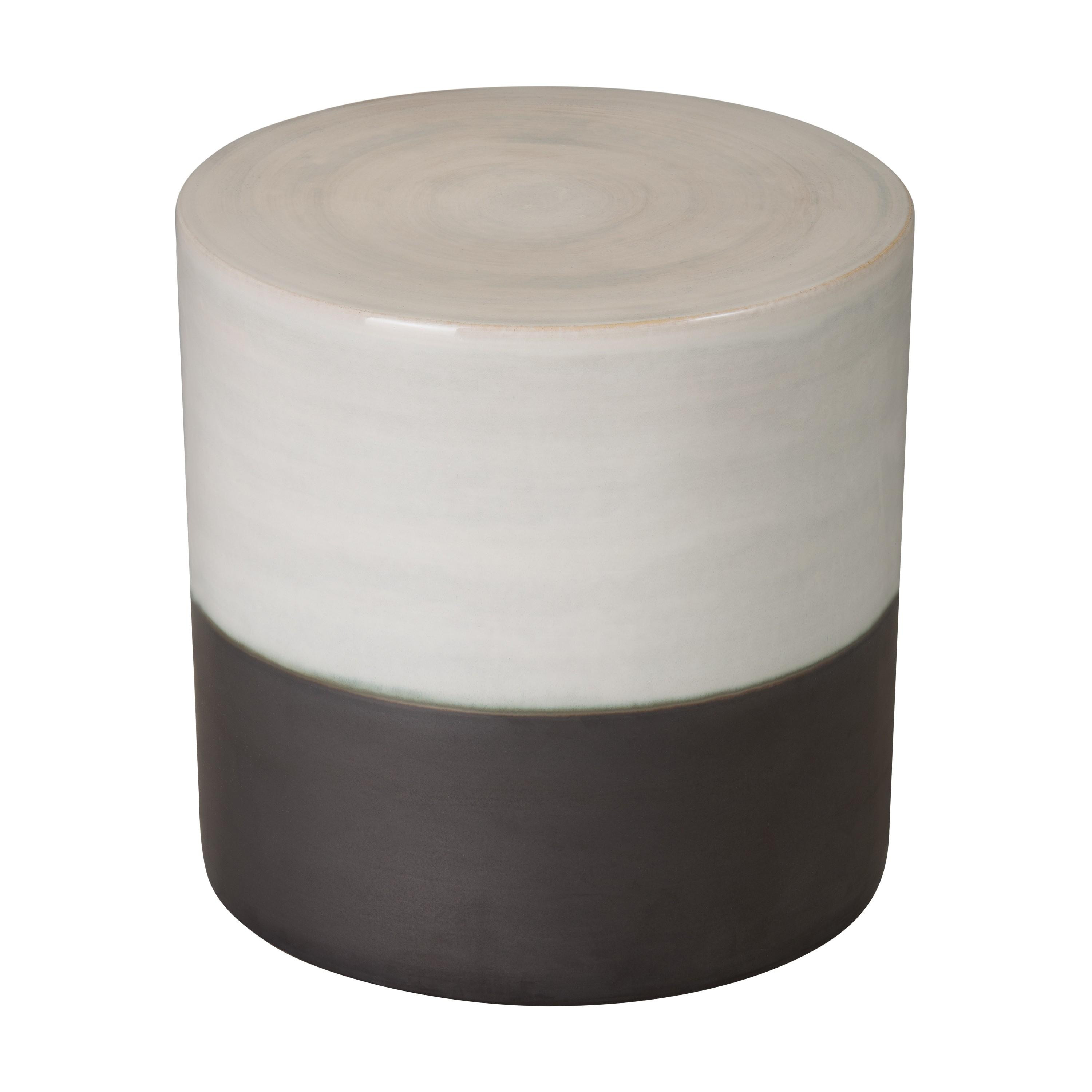 18 in. Two-Tone Distressed White Garden Stool