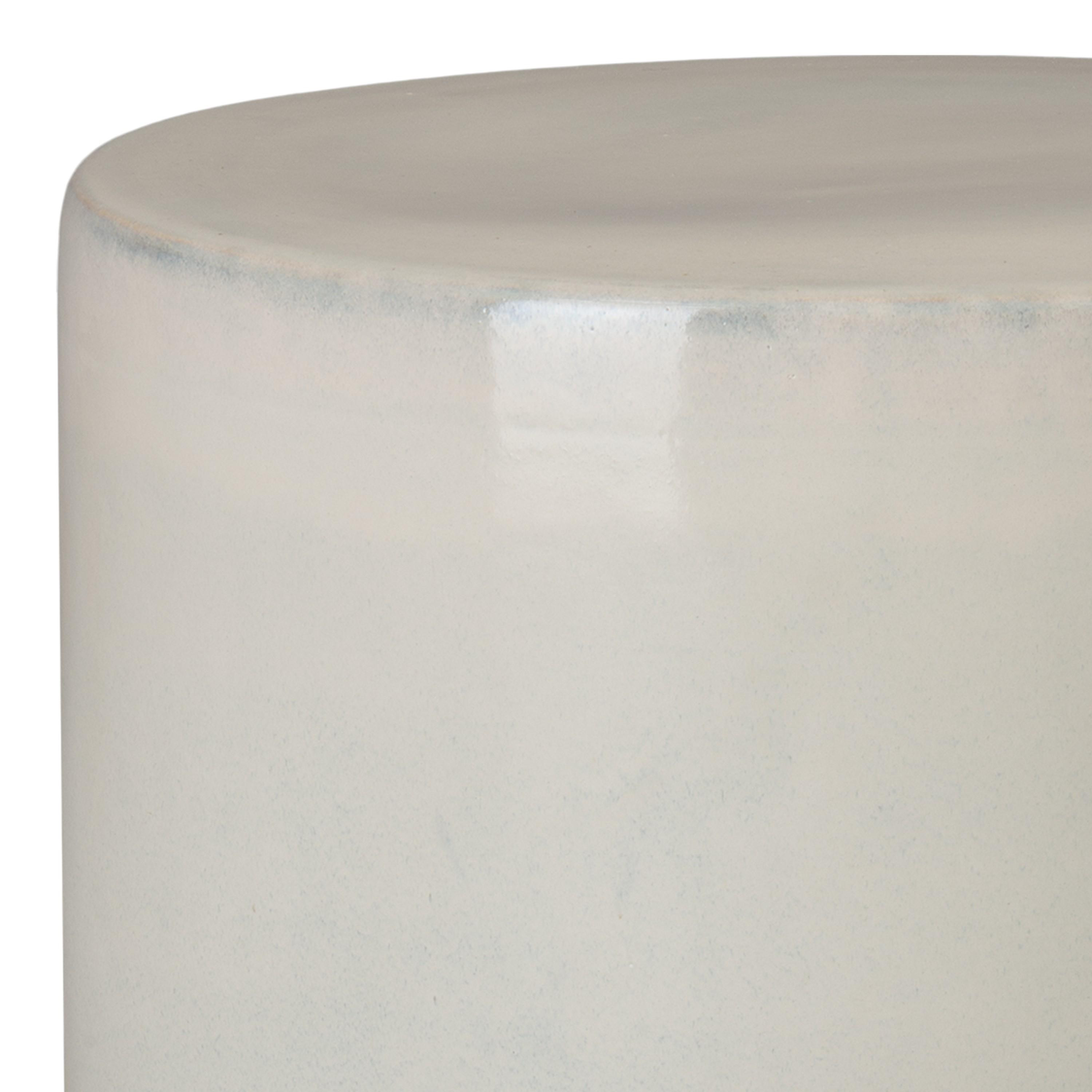 18 in. Two-Tone Distressed White Garden Stool