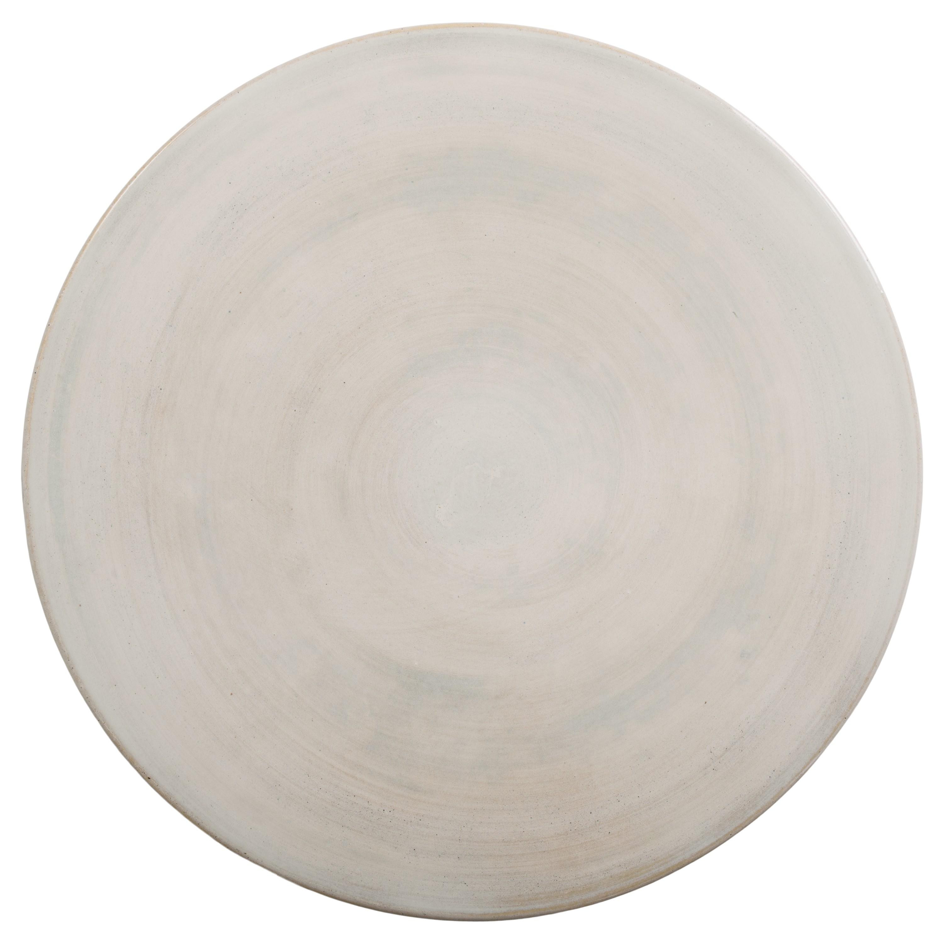 18 in. Two-Tone Distressed White Garden Stool