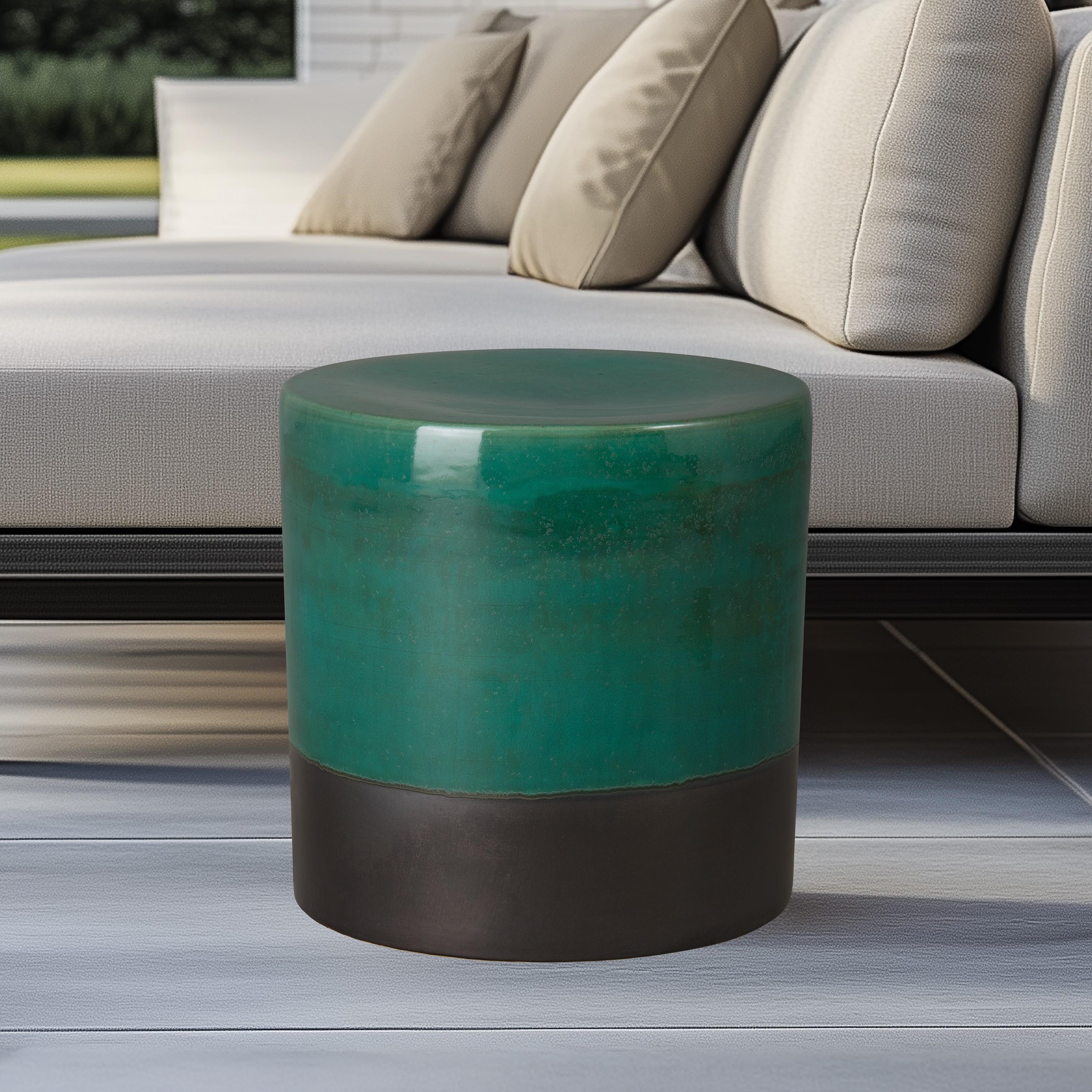 18 in. Two-Tone Green Garden Stool
