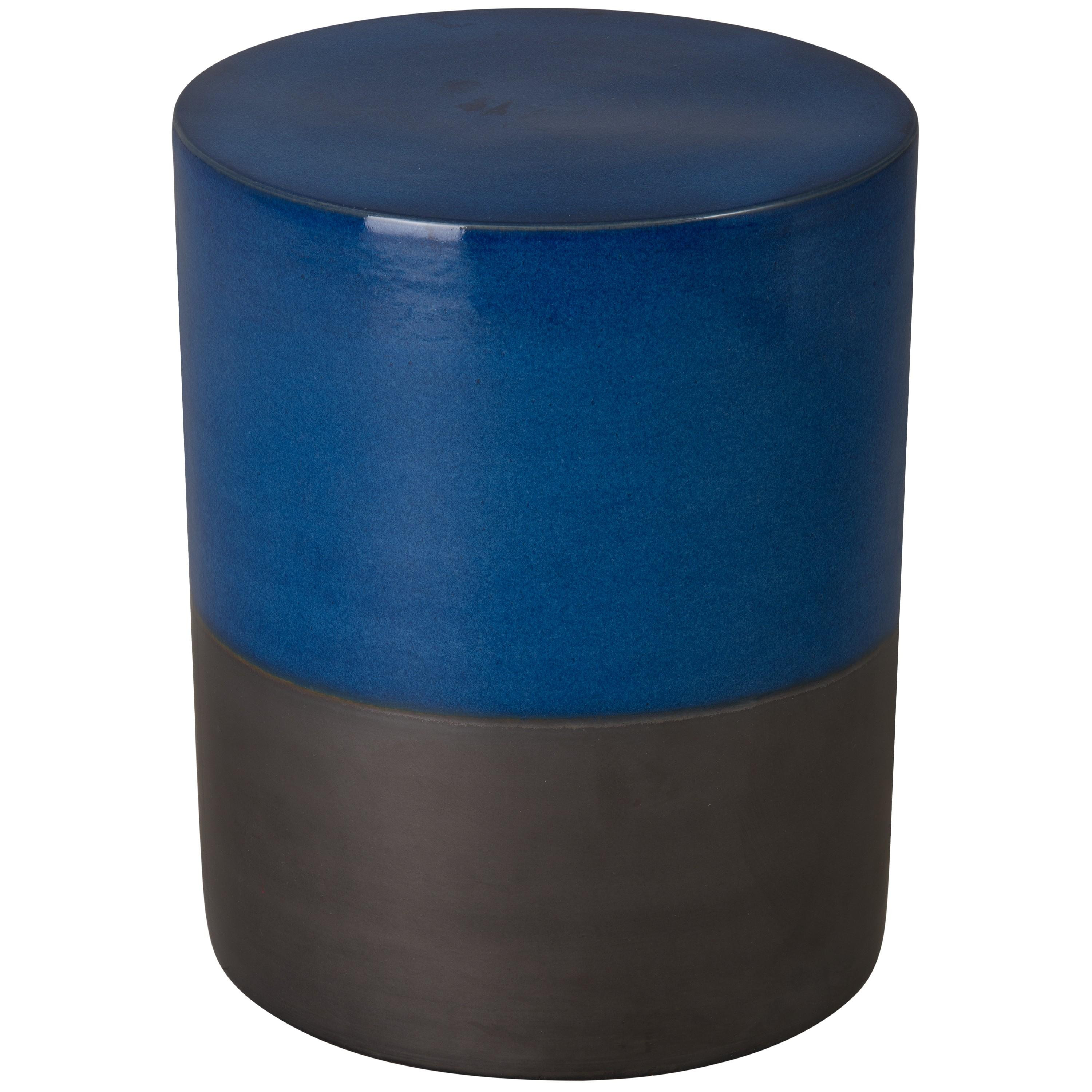 22 in. Two-Tone Blue Garden Stool