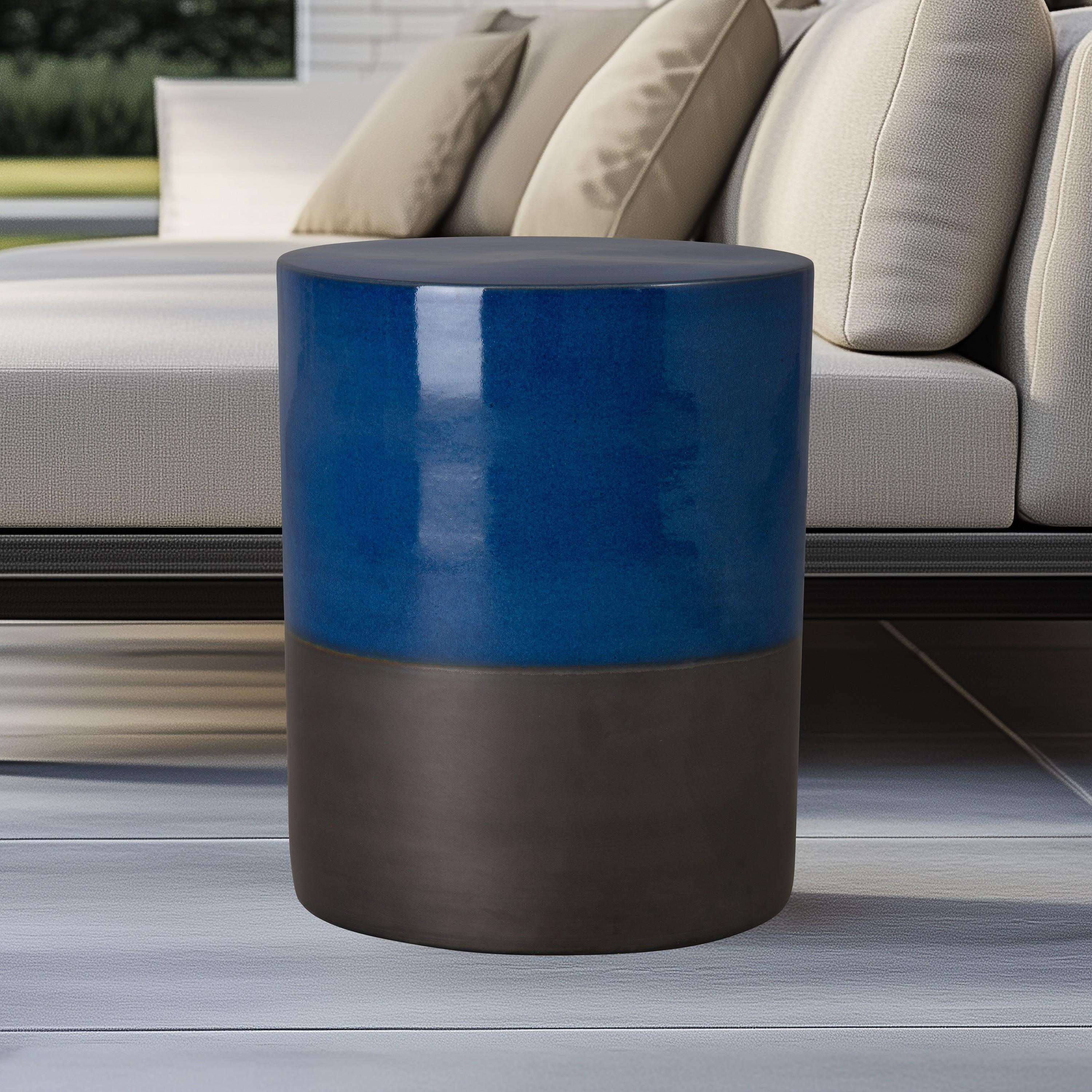 22 in. Two-Tone Blue Garden Stool
