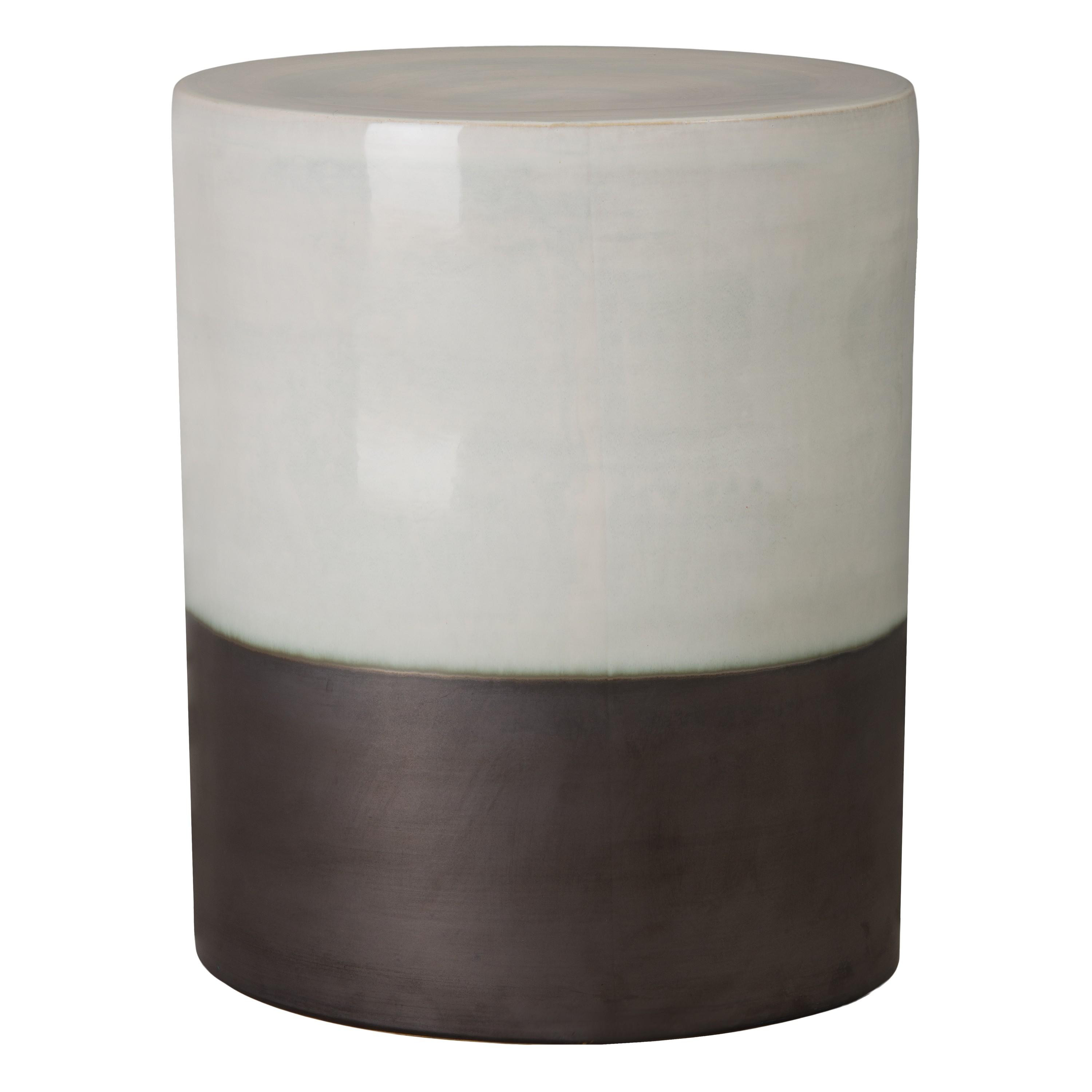 22 in. Two-Tone Distressed White Garden Stool