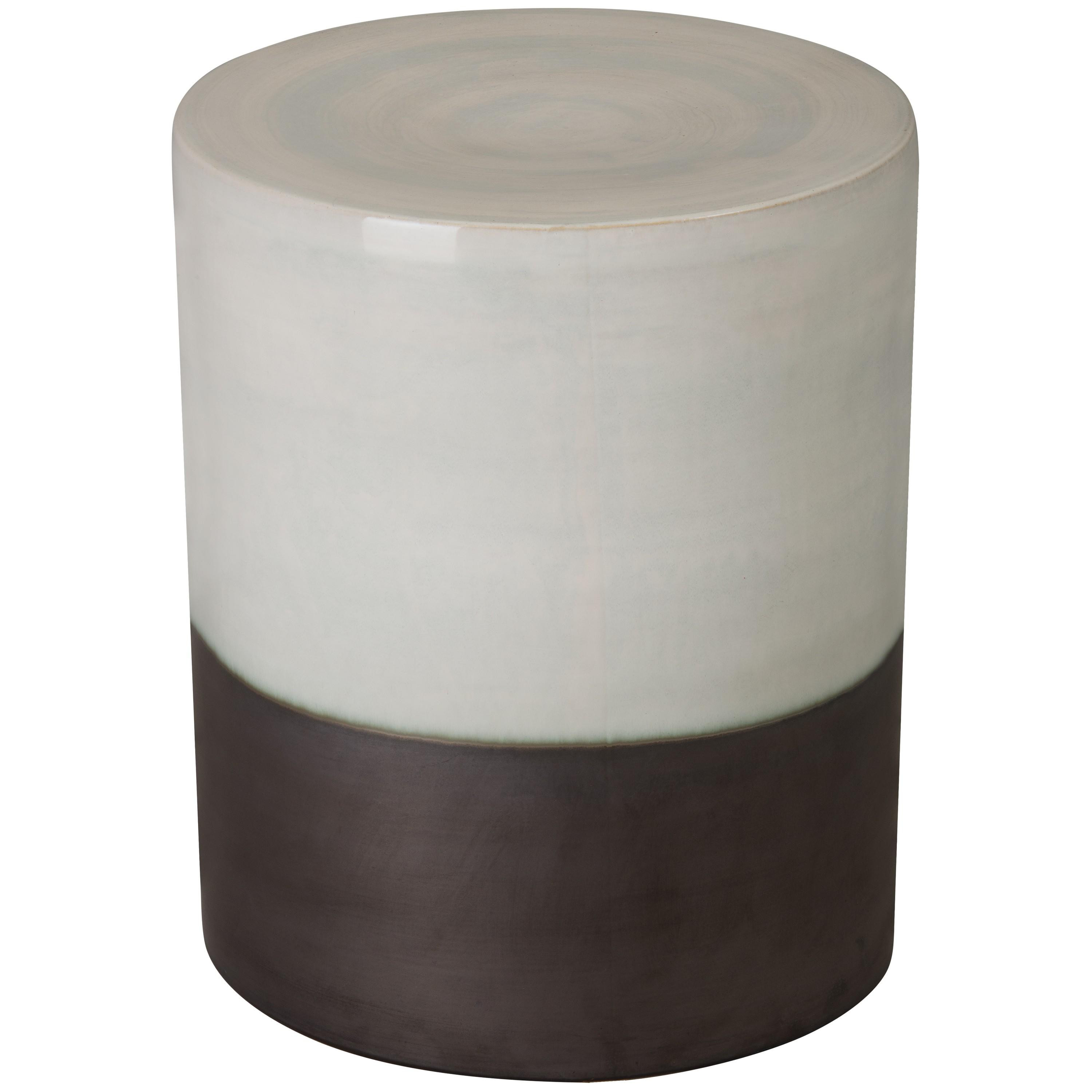 22 in. Two-Tone Distressed White Garden Stool