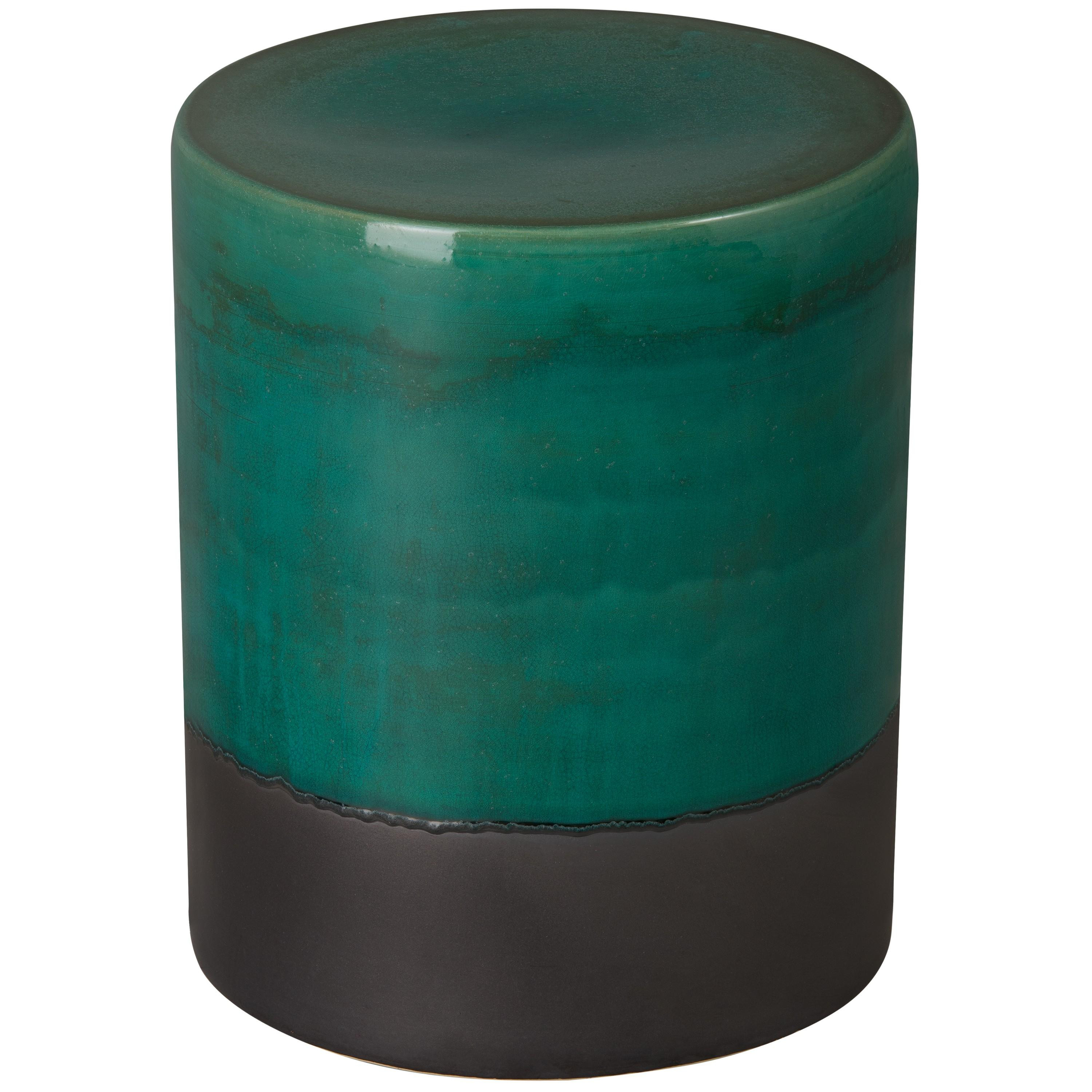 22 in. Two-Tone Green Garden Stool