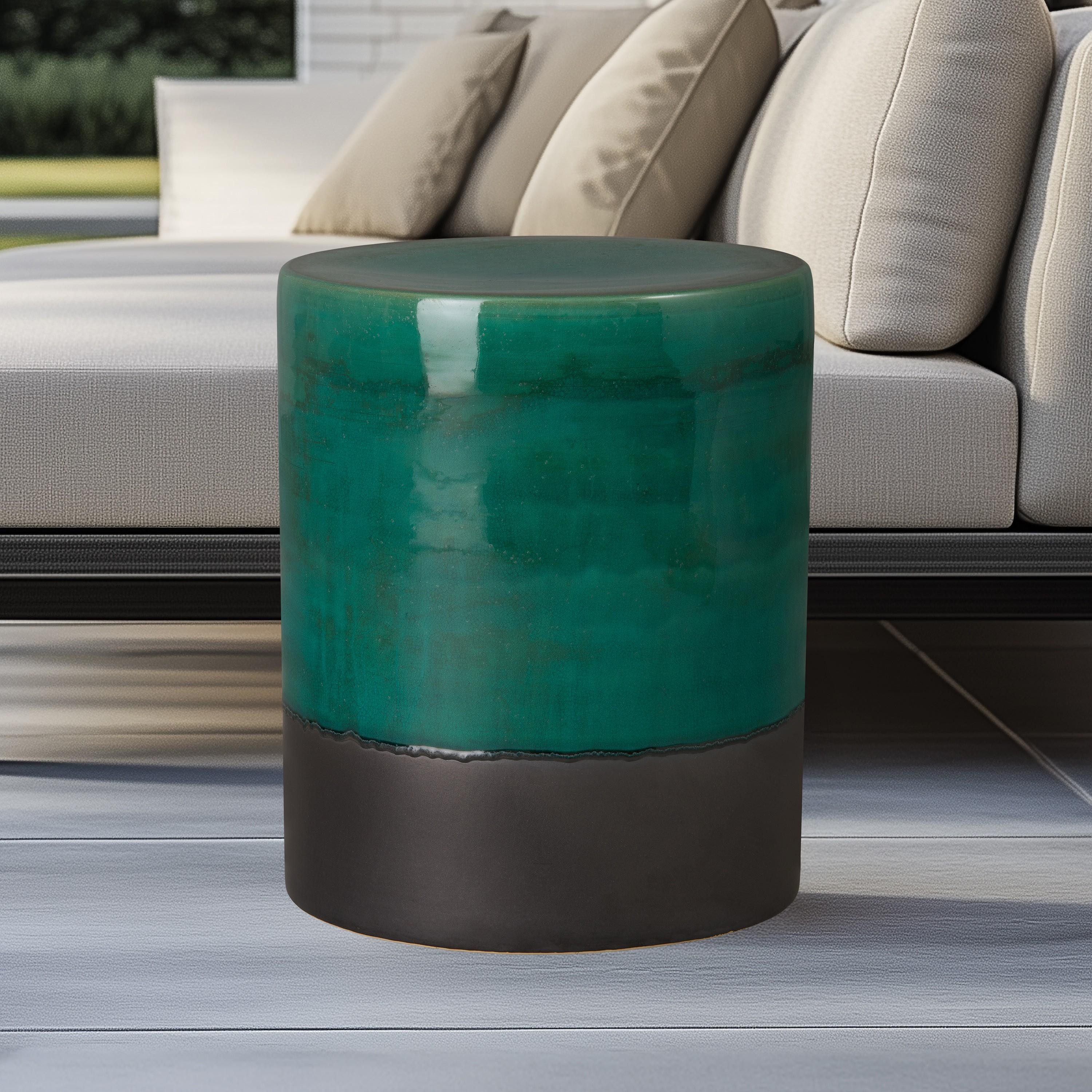 22 in. Two-Tone Green Garden Stool