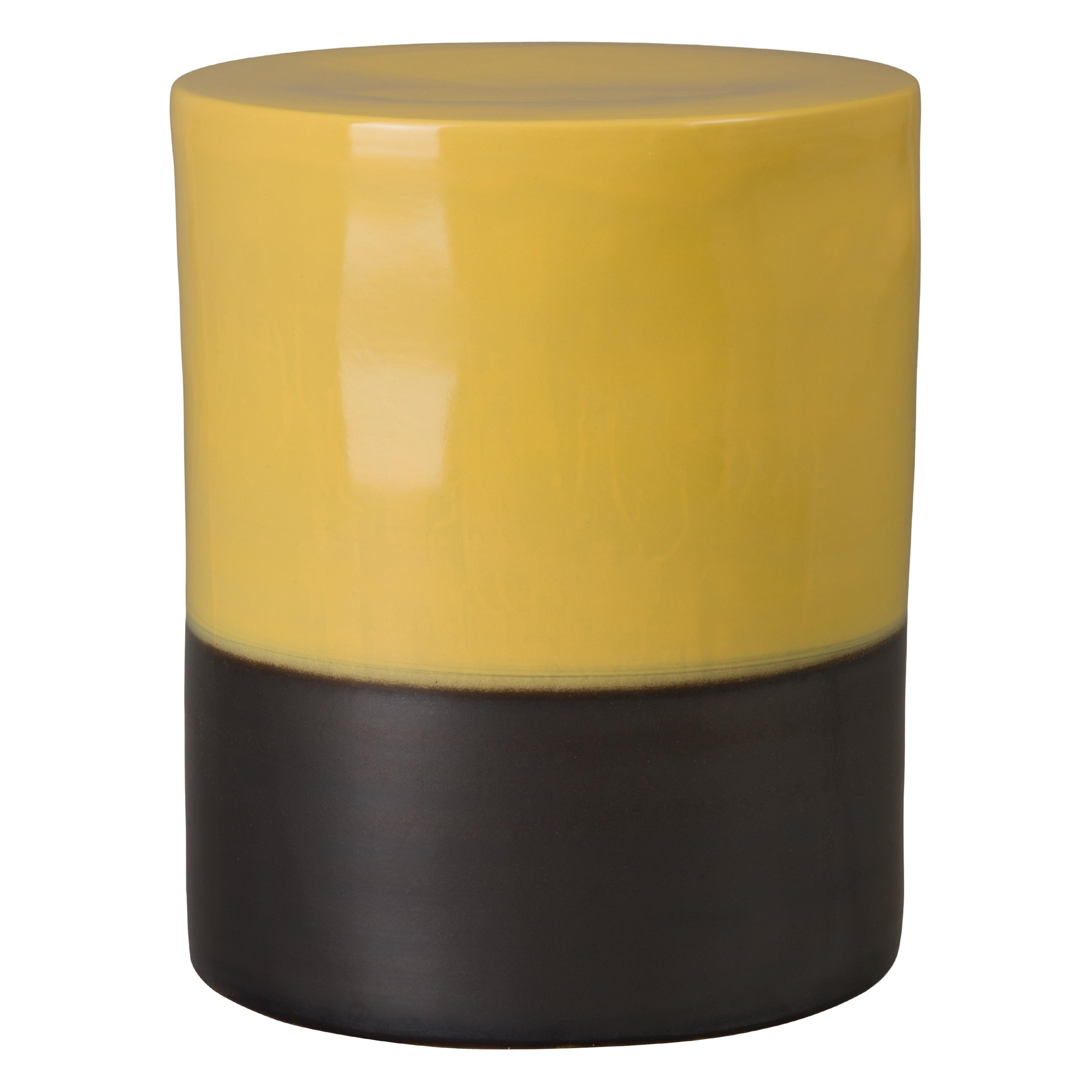22 in. Two-Tone Mustard Yellow Garden Stool