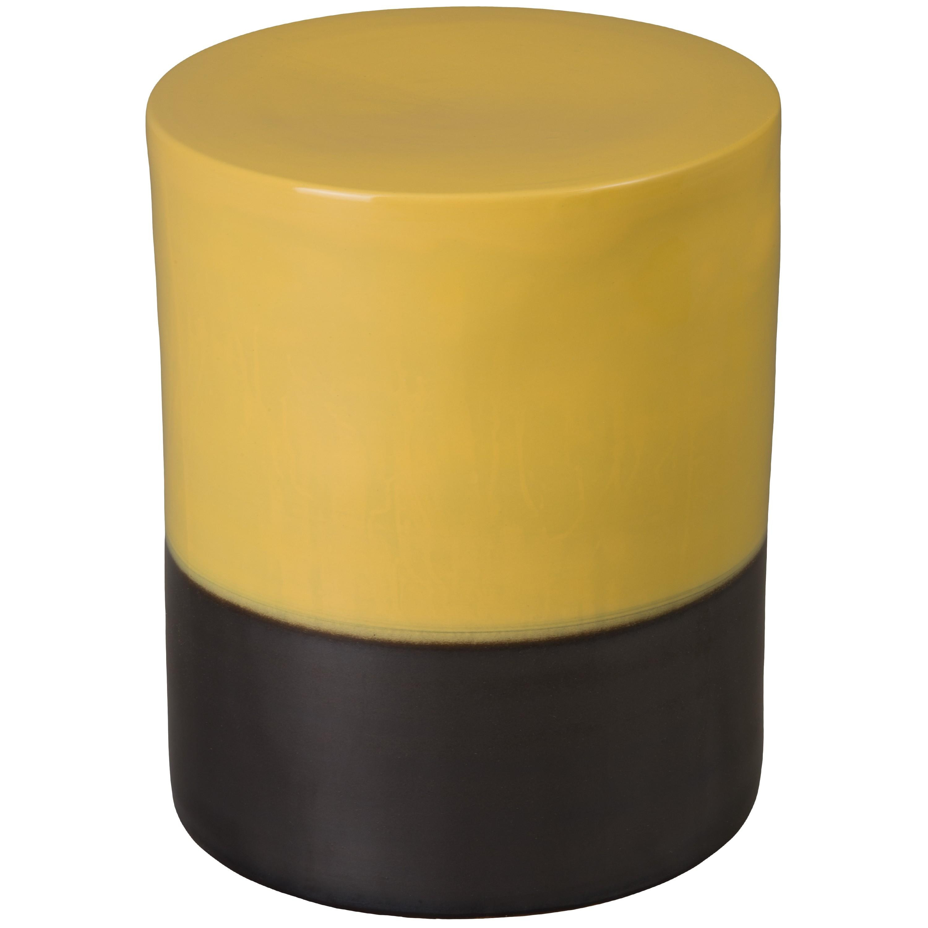 22 in. Two-Tone Mustard Yellow Garden Stool