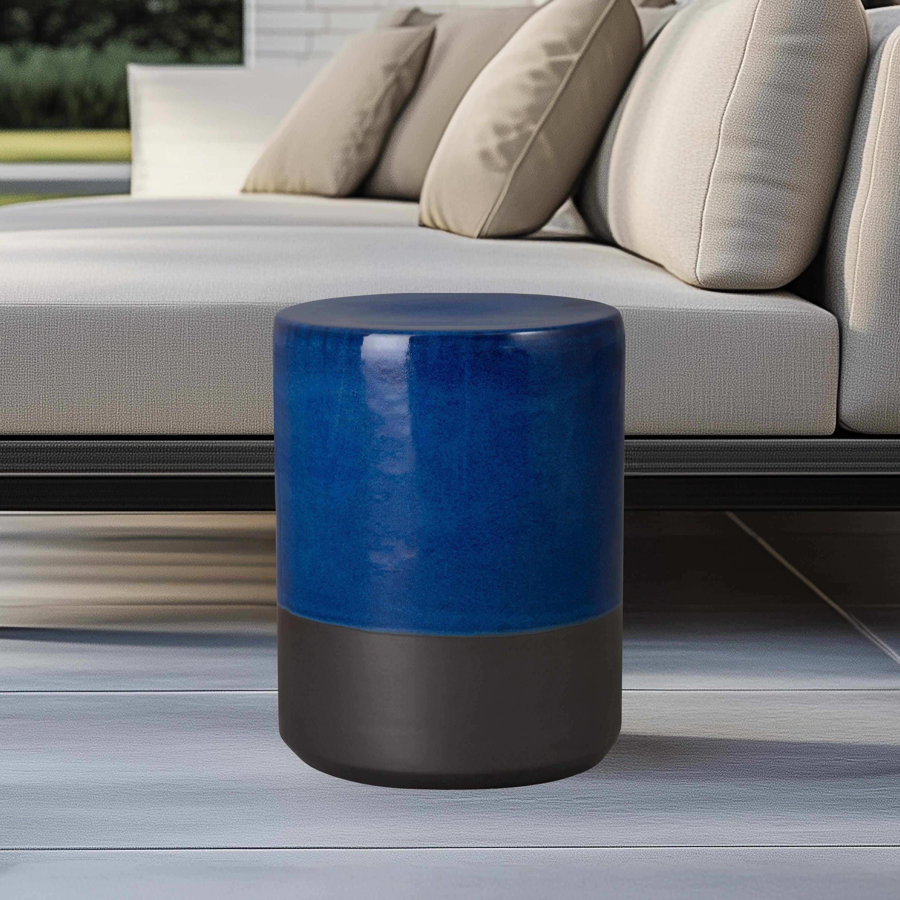 18.5 in. Two-Tone Blue Garden Stool