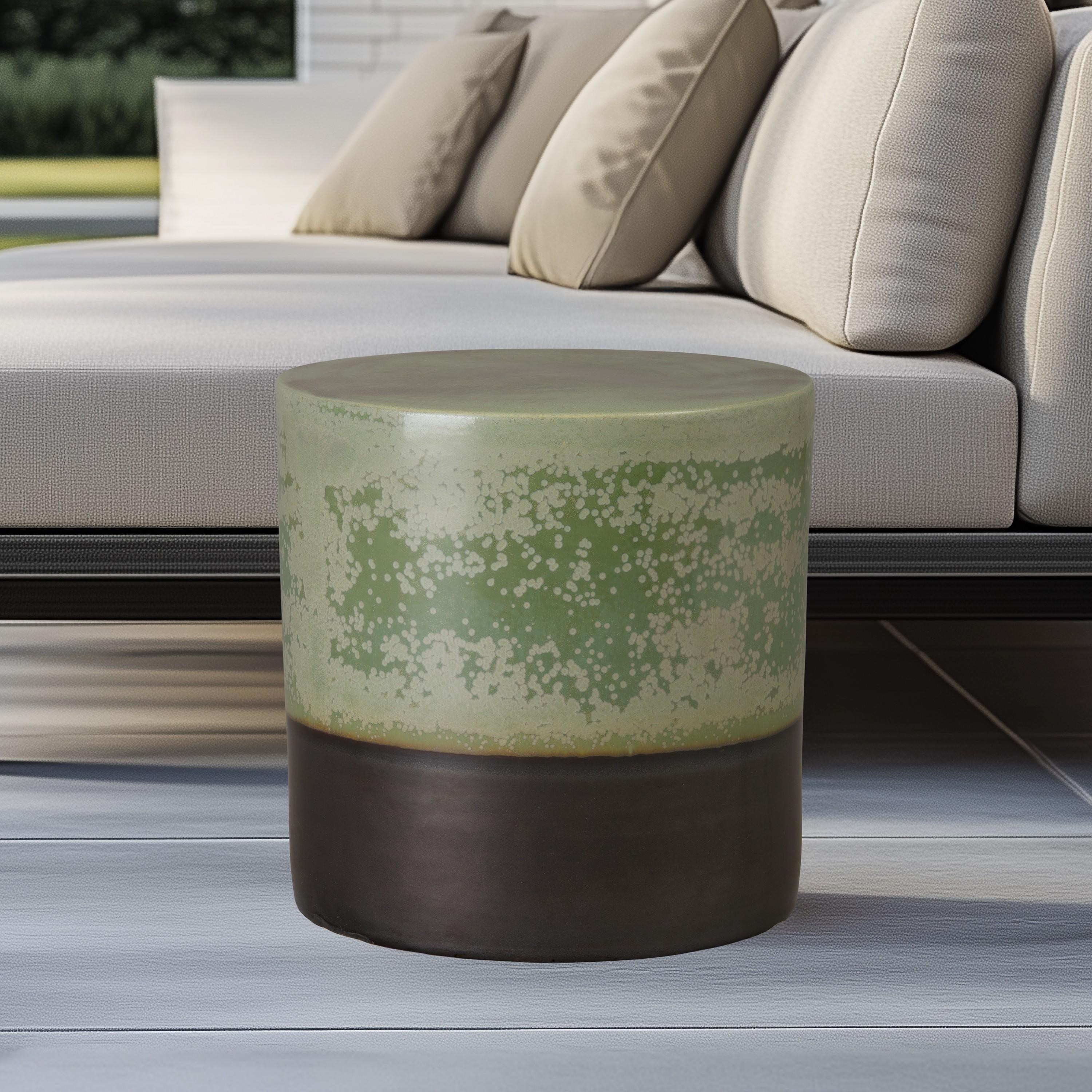 18 in. Two-Tone Green Speckle Garden Stool