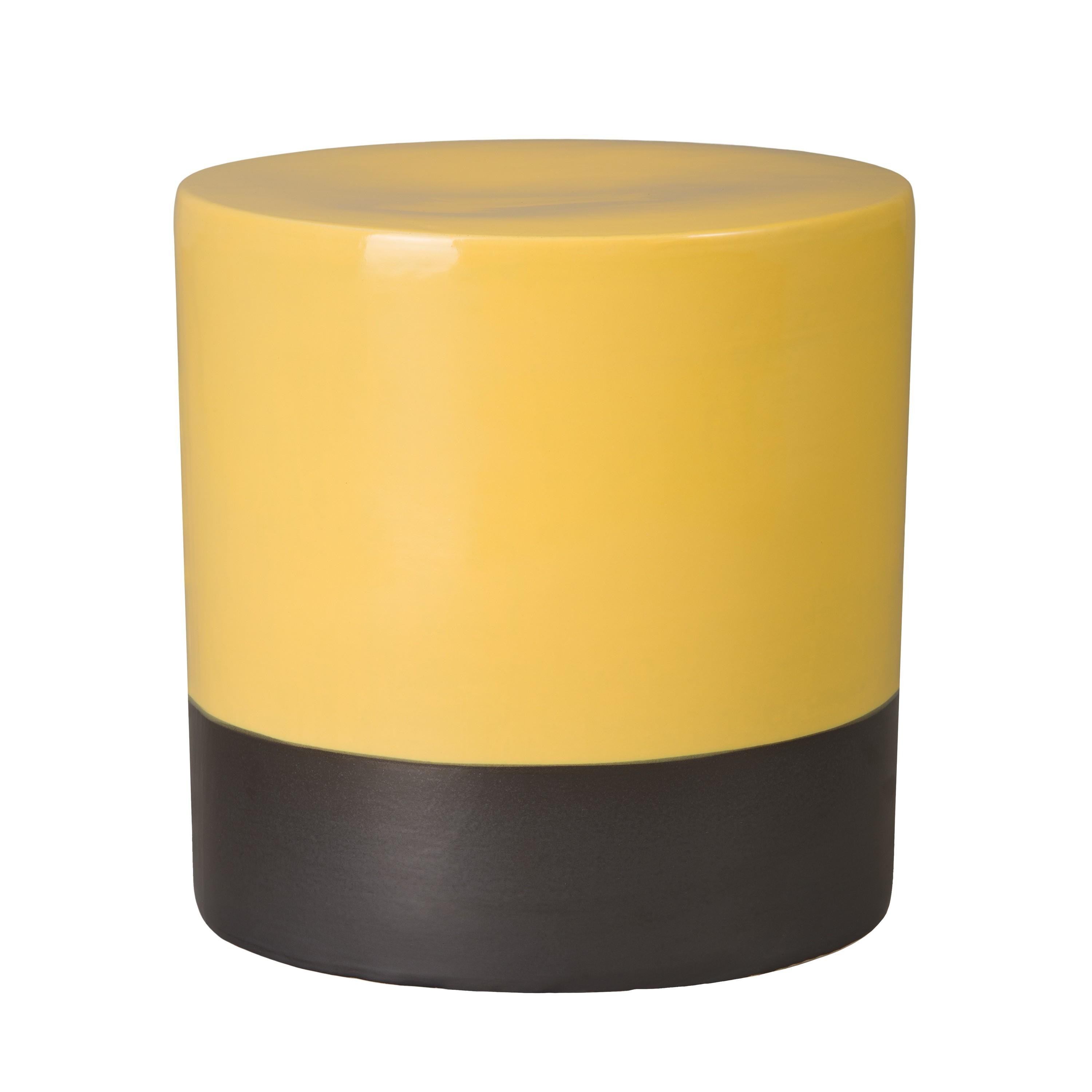 18 in. Two-Tone Mustard Yellow Garden Stool