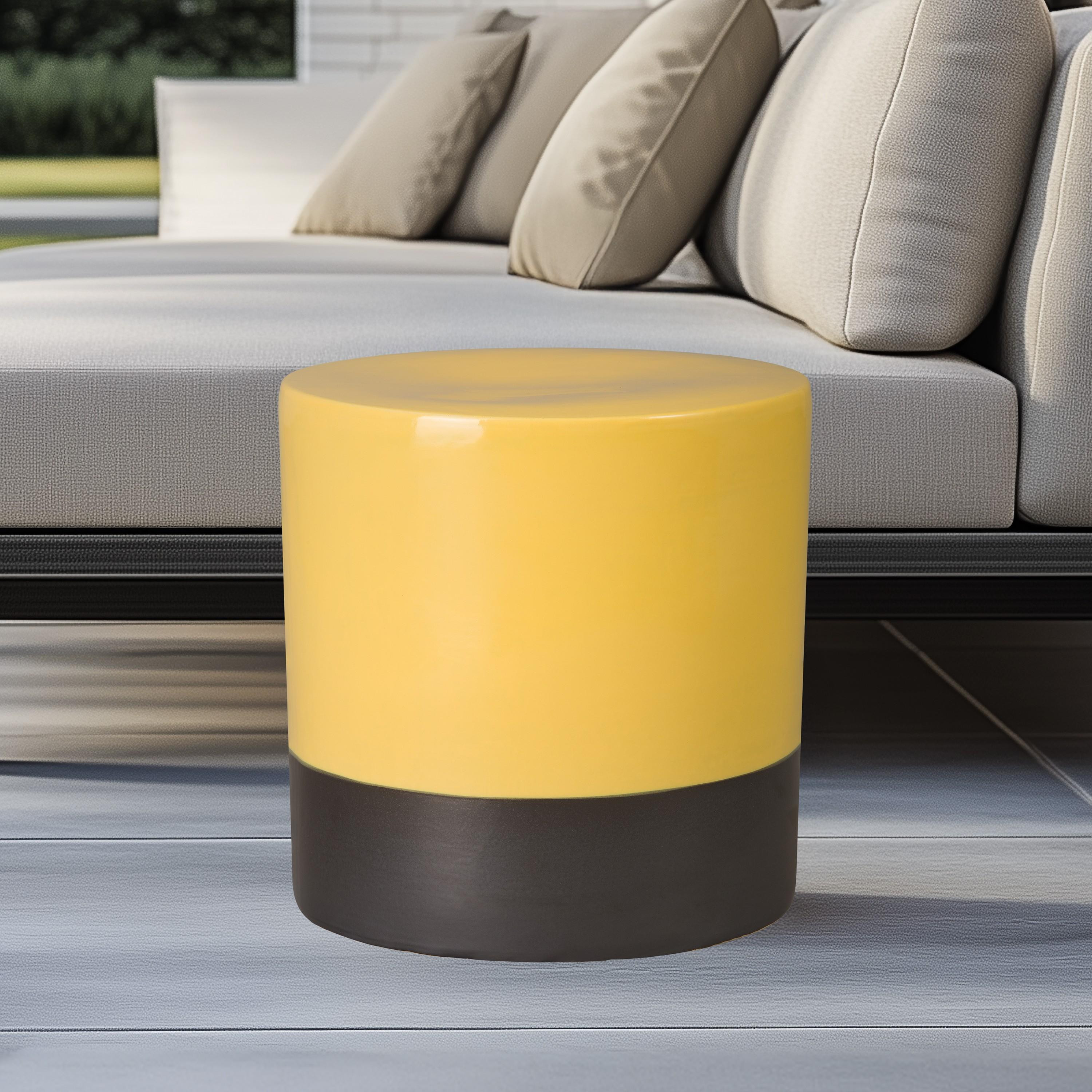 18 in. Two-Tone Mustard Yellow Garden Stool