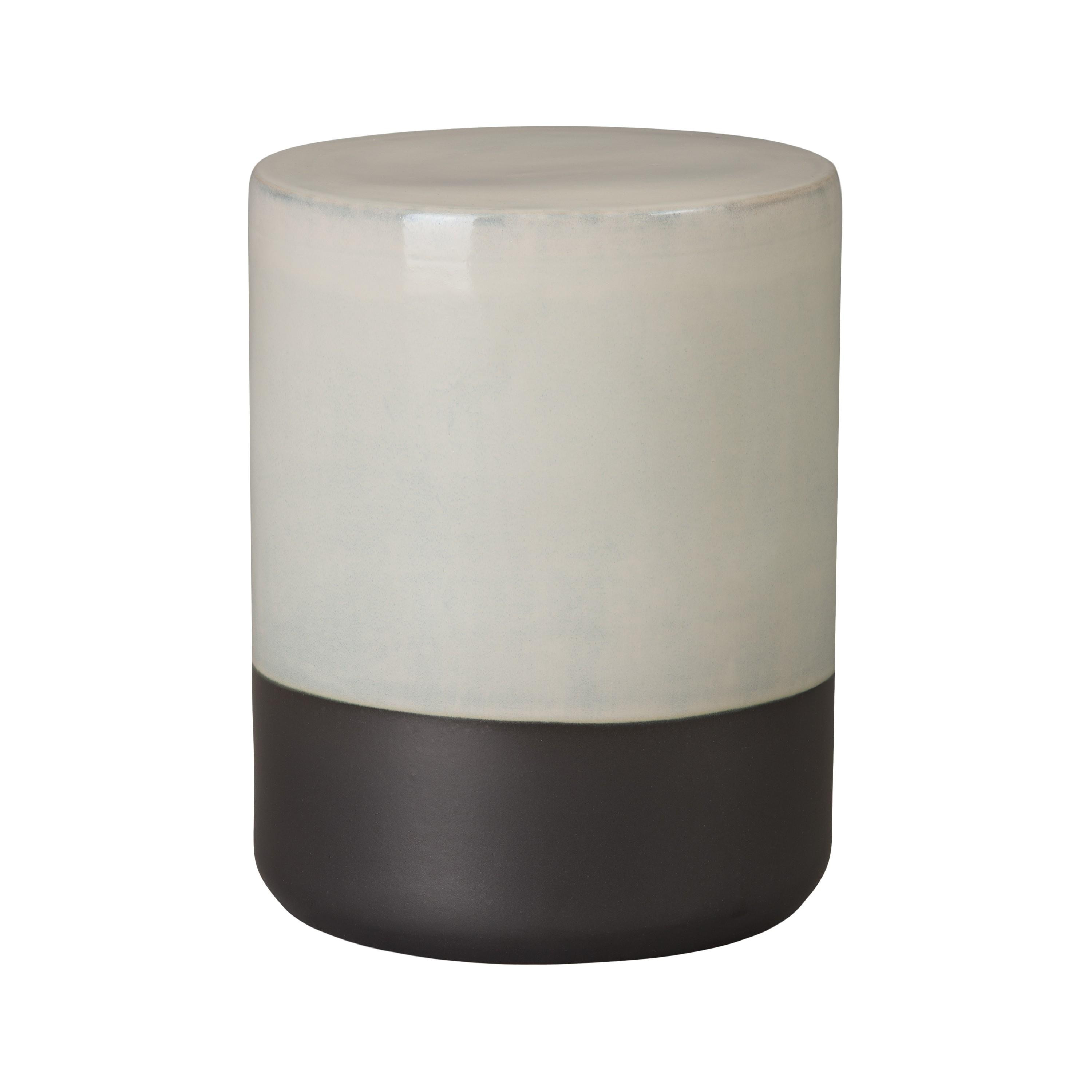 18.5 in. Two-Tone Distressed White Garden Stool