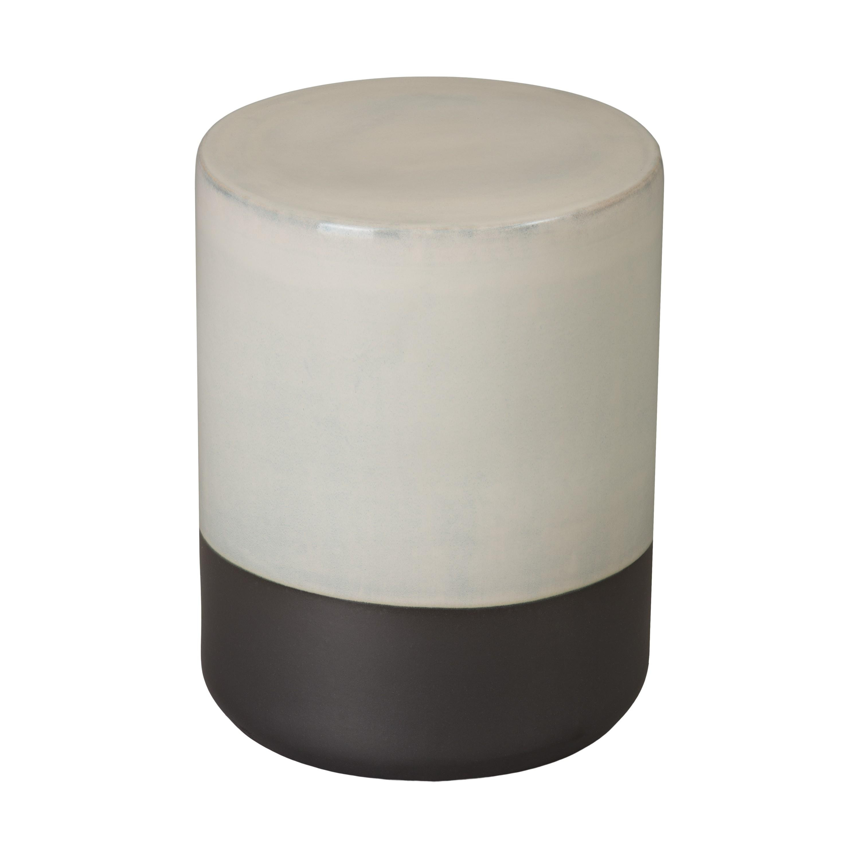 18.5 in. Two-Tone Distressed White Garden Stool