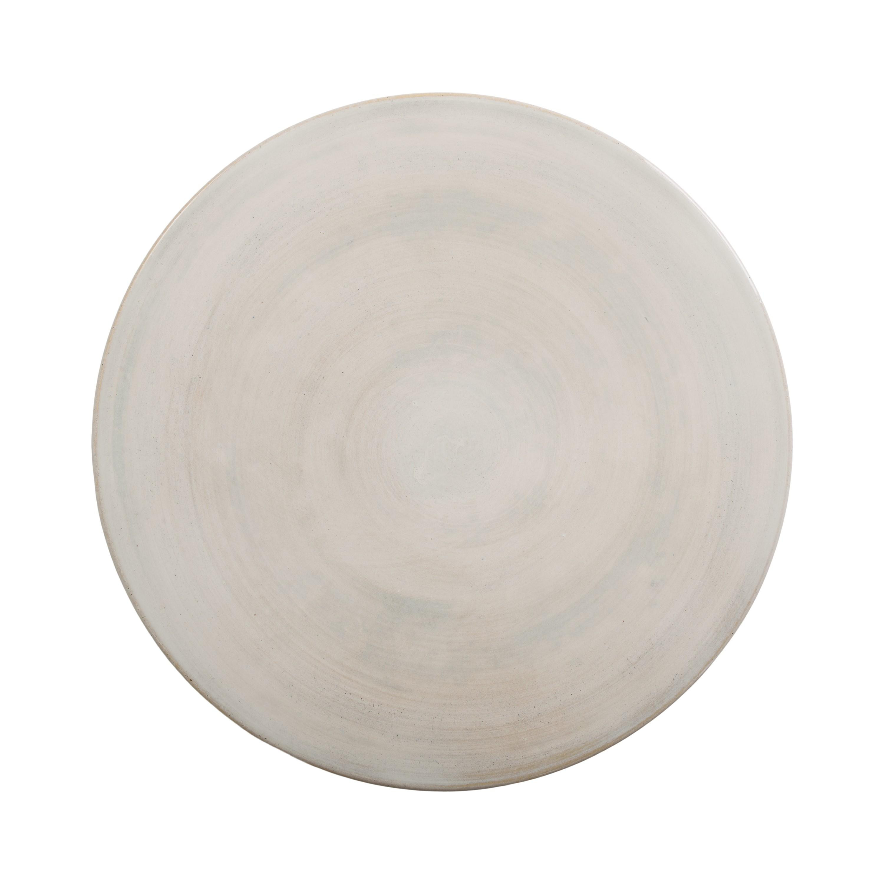 18.5 in. Two-Tone Distressed White Garden Stool