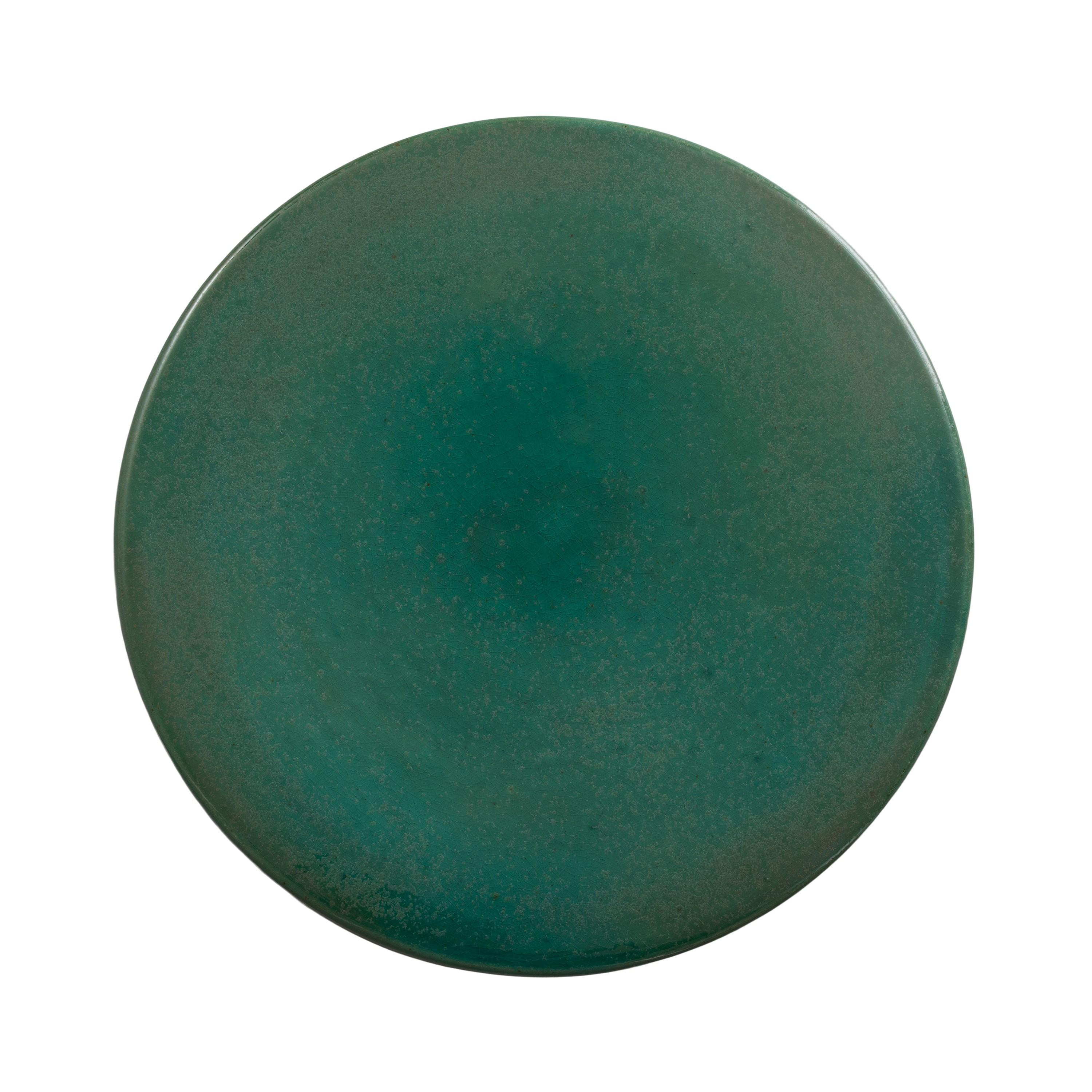 18.5 in. Two-Tone Green Garden Stool
