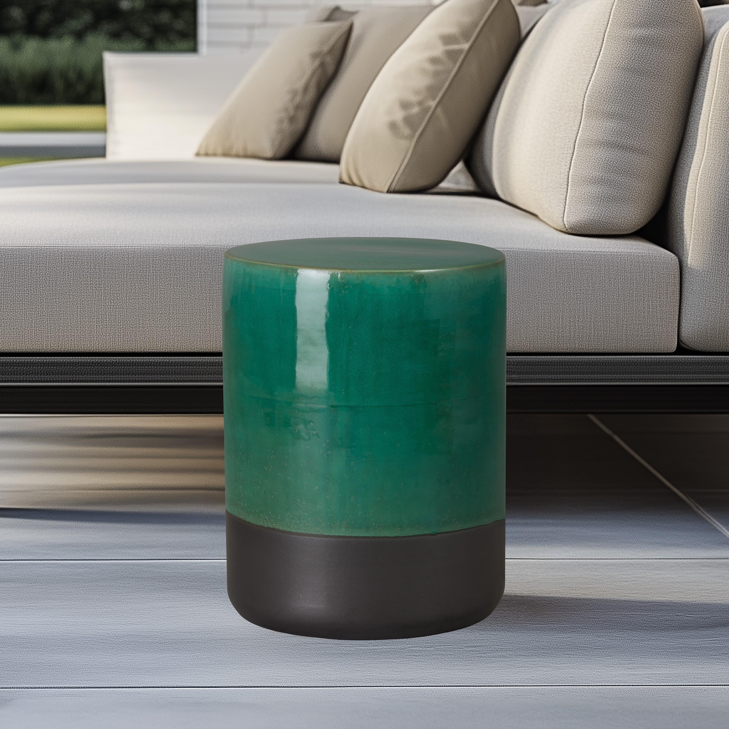 18.5 in. Two-Tone Green Garden Stool