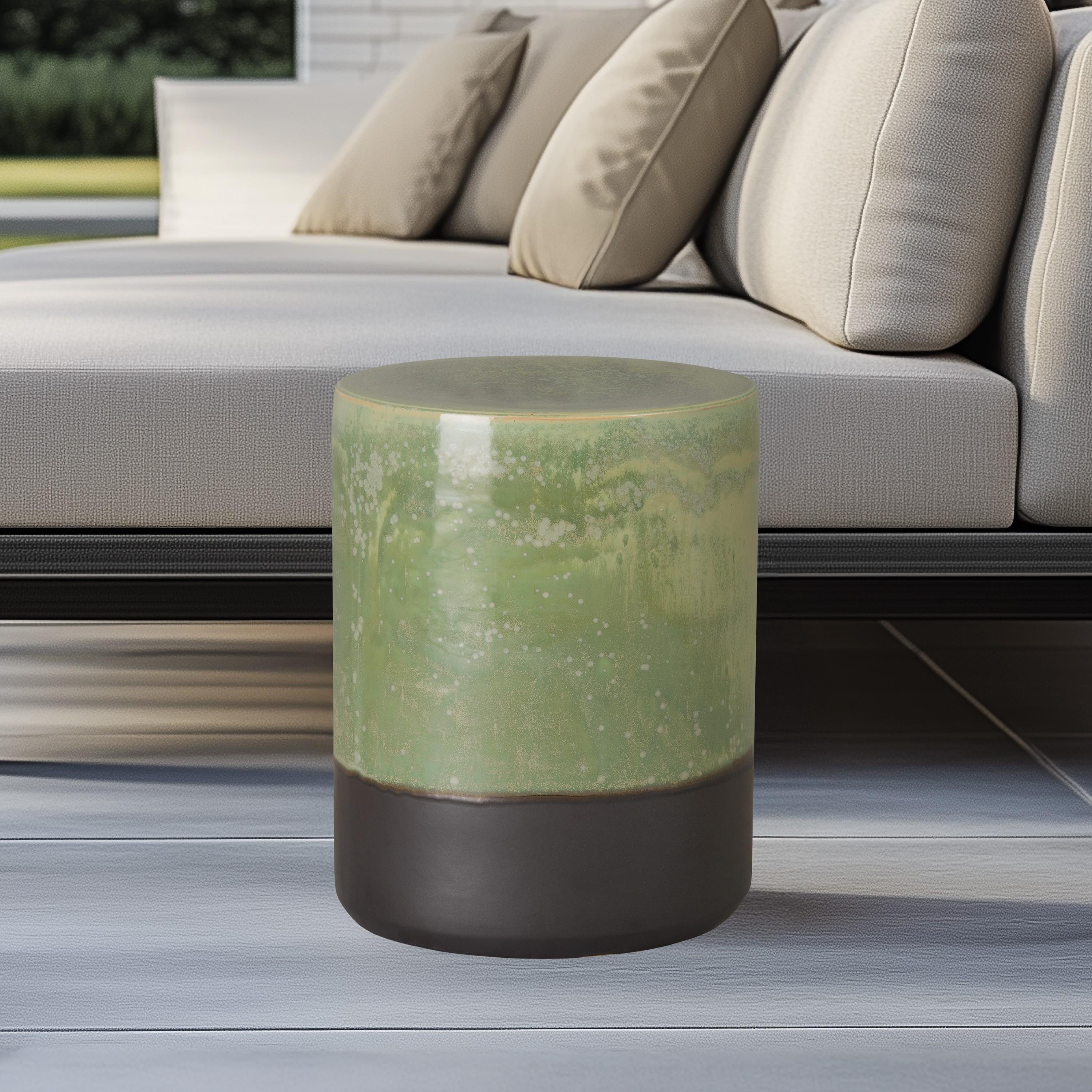 18.5 in. Two-Tone Green Speckle Garden Stool