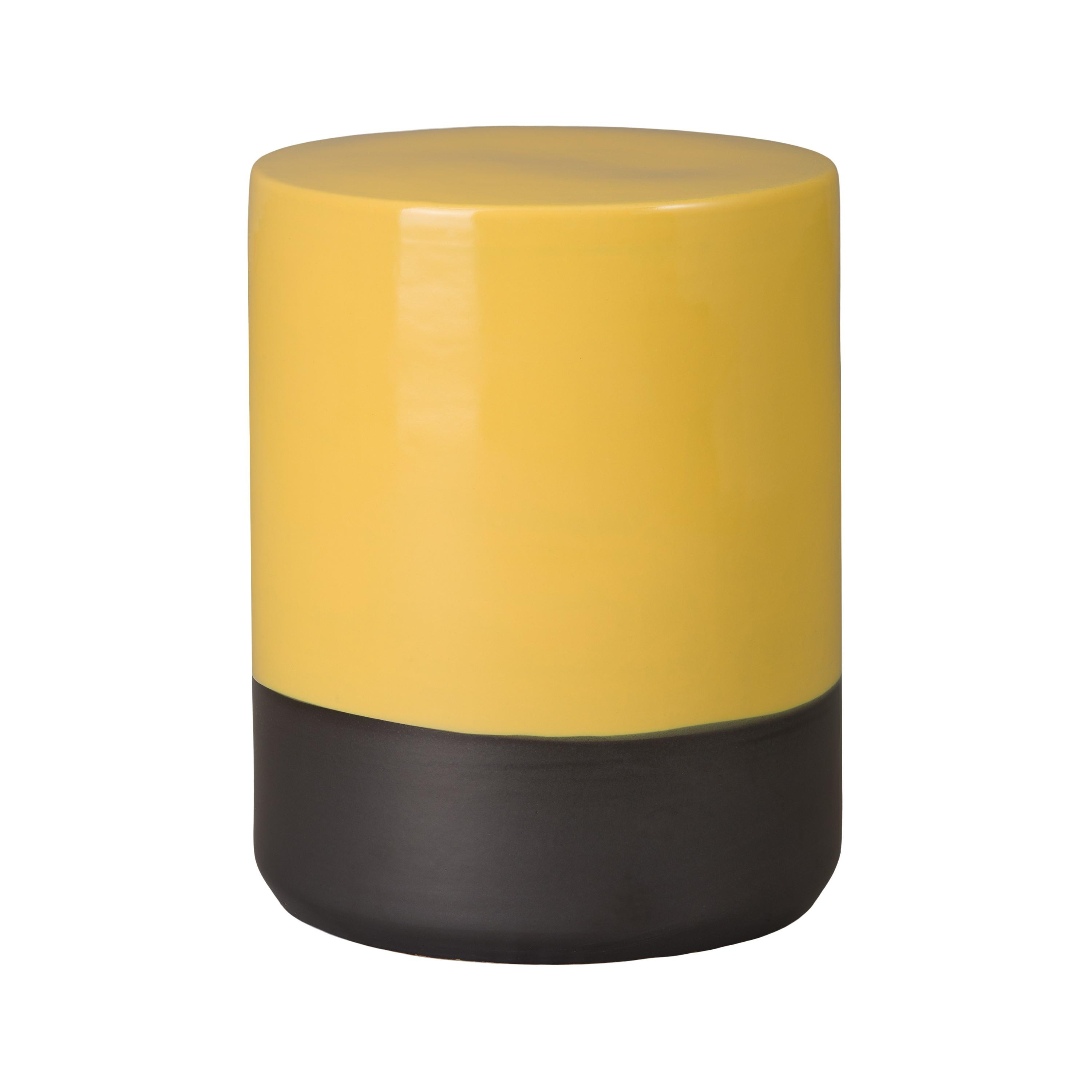 18.5 in. Two-Tone Mustard Yellow Garden Stool
