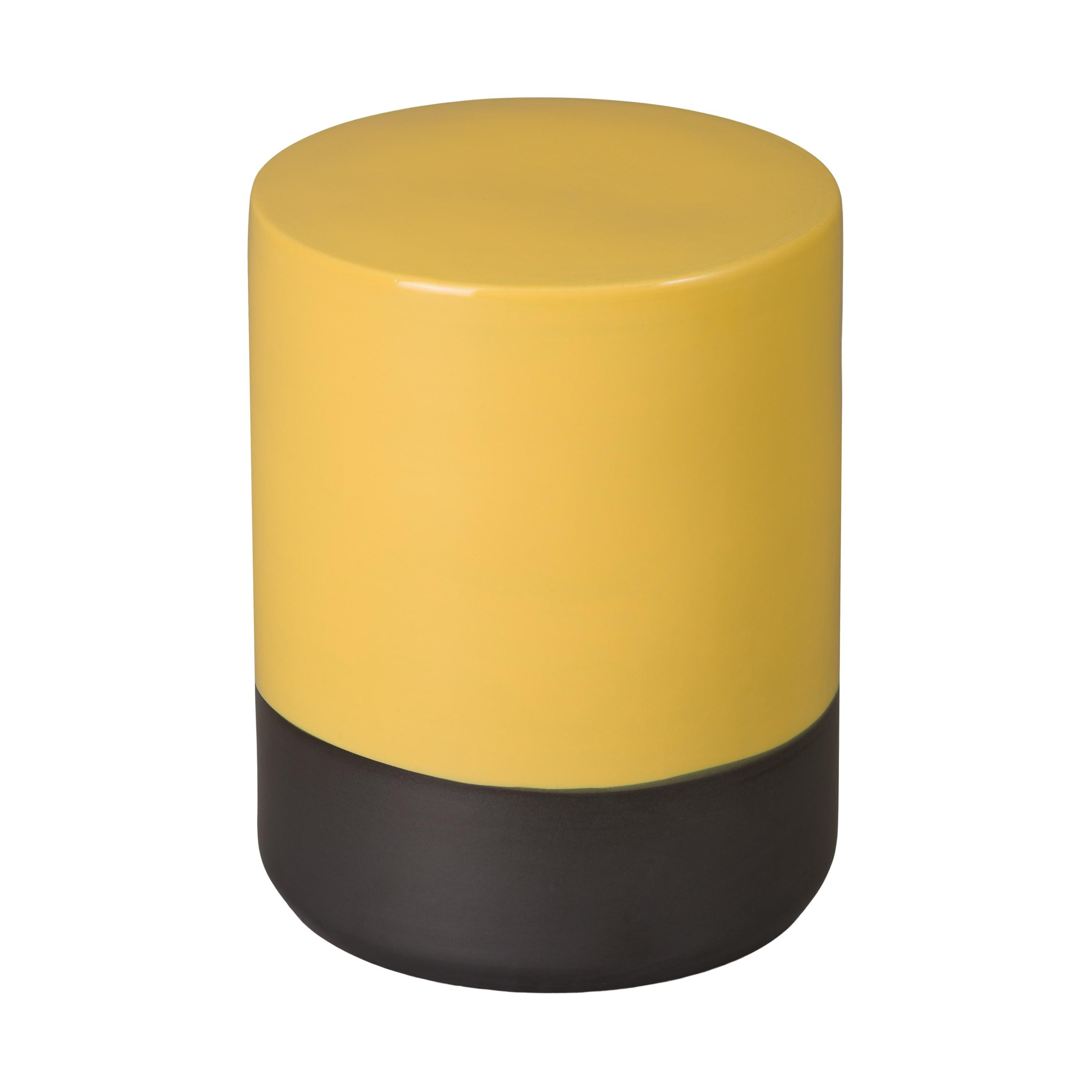 18.5 in. Two-Tone Mustard Yellow Garden Stool